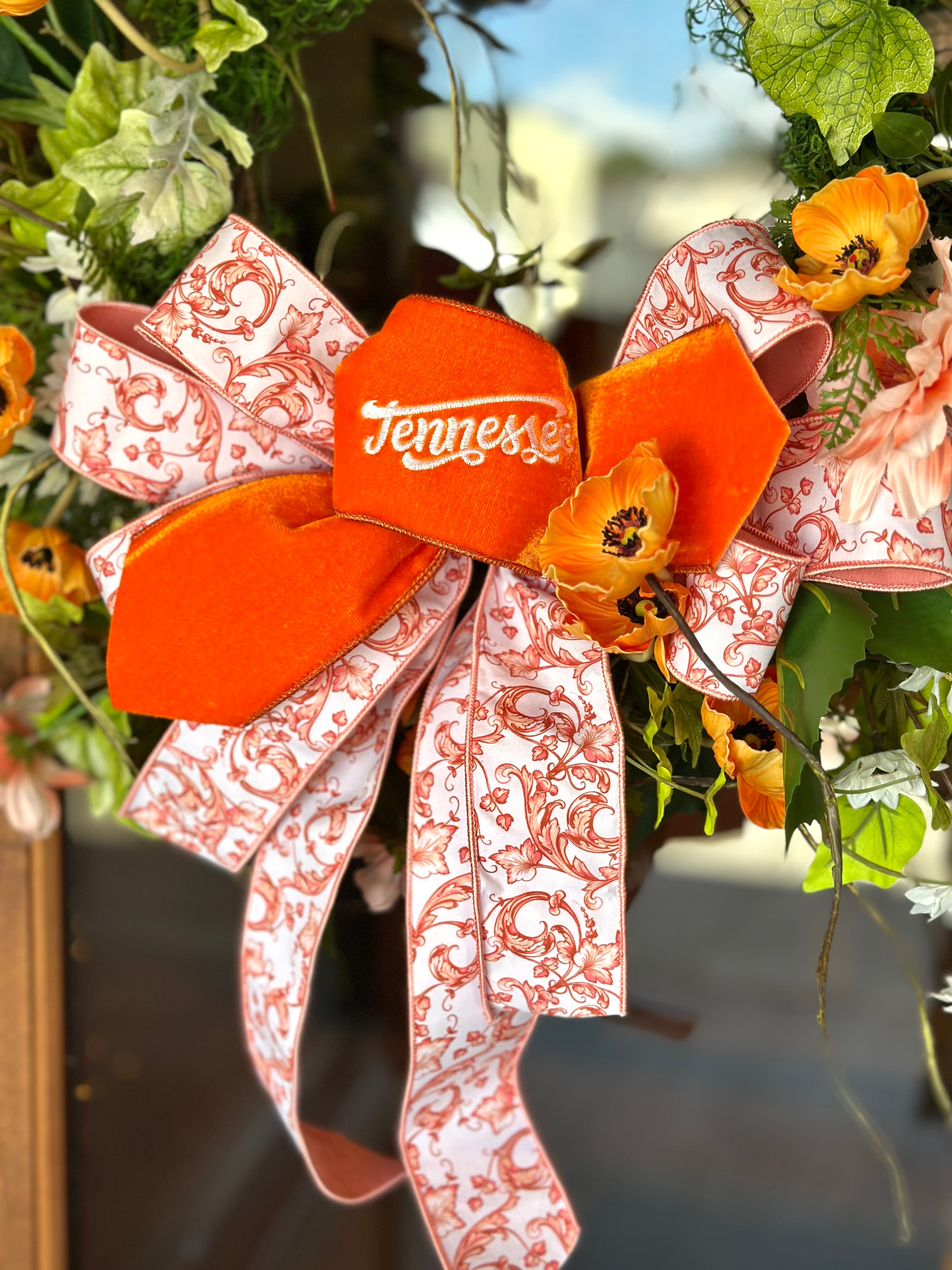 Orange Cosmos Wreath and Tennessee Bow