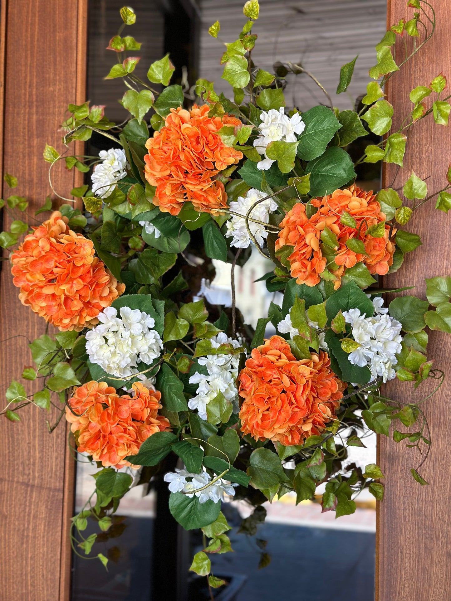 Orange & White Hydrangea Wreath