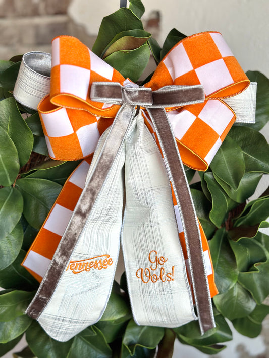 Tennessee/Go Vols! Embroidered Bow