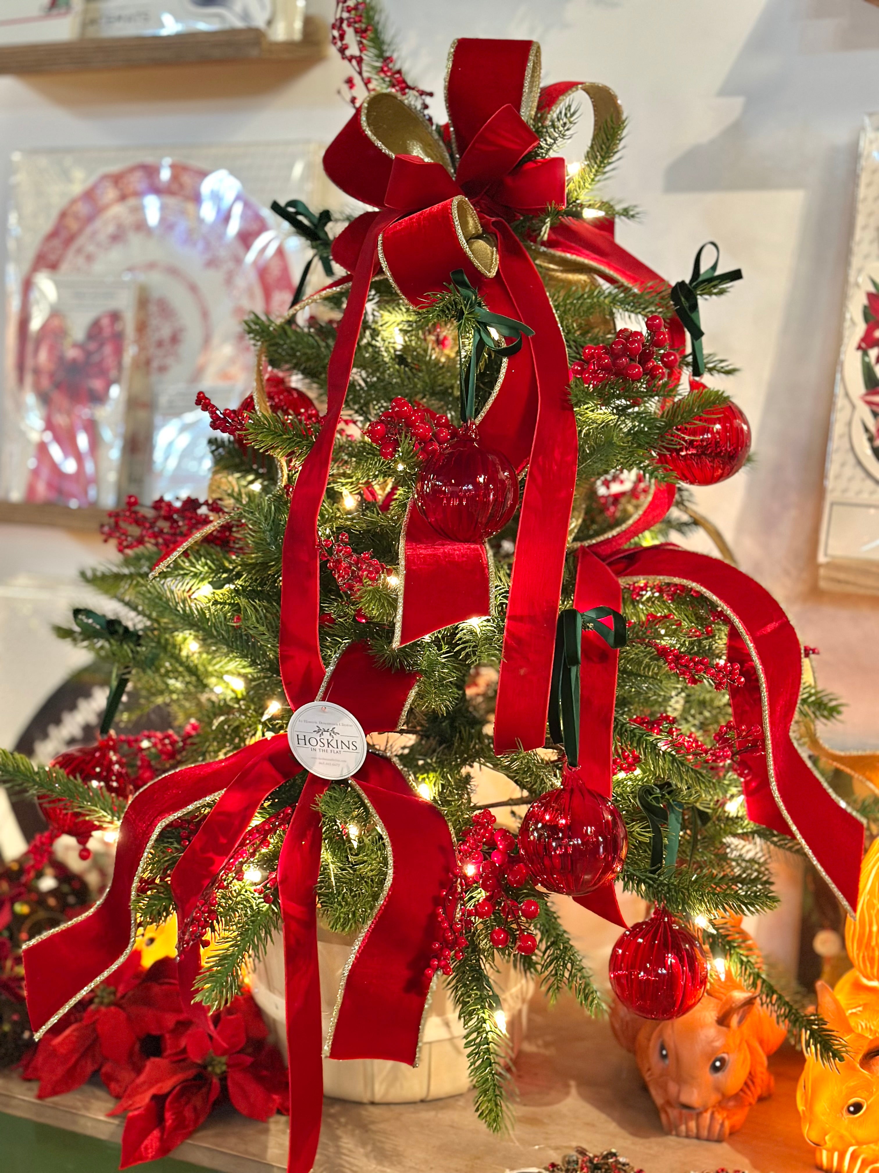 2.5" Velvet Glitter Gold Trim, Red