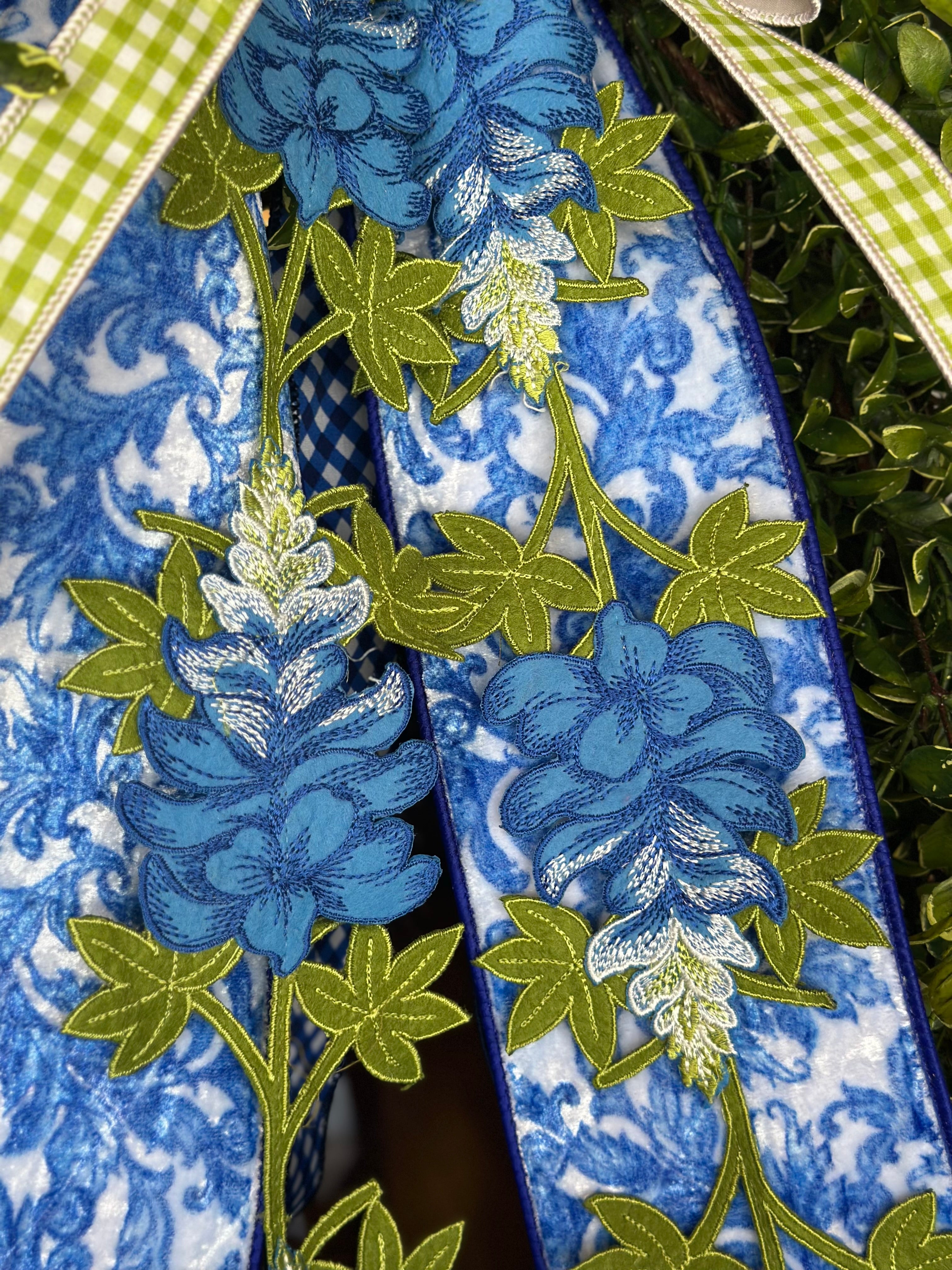 Texas Bluebonnets & Oval Boxwood Wreath