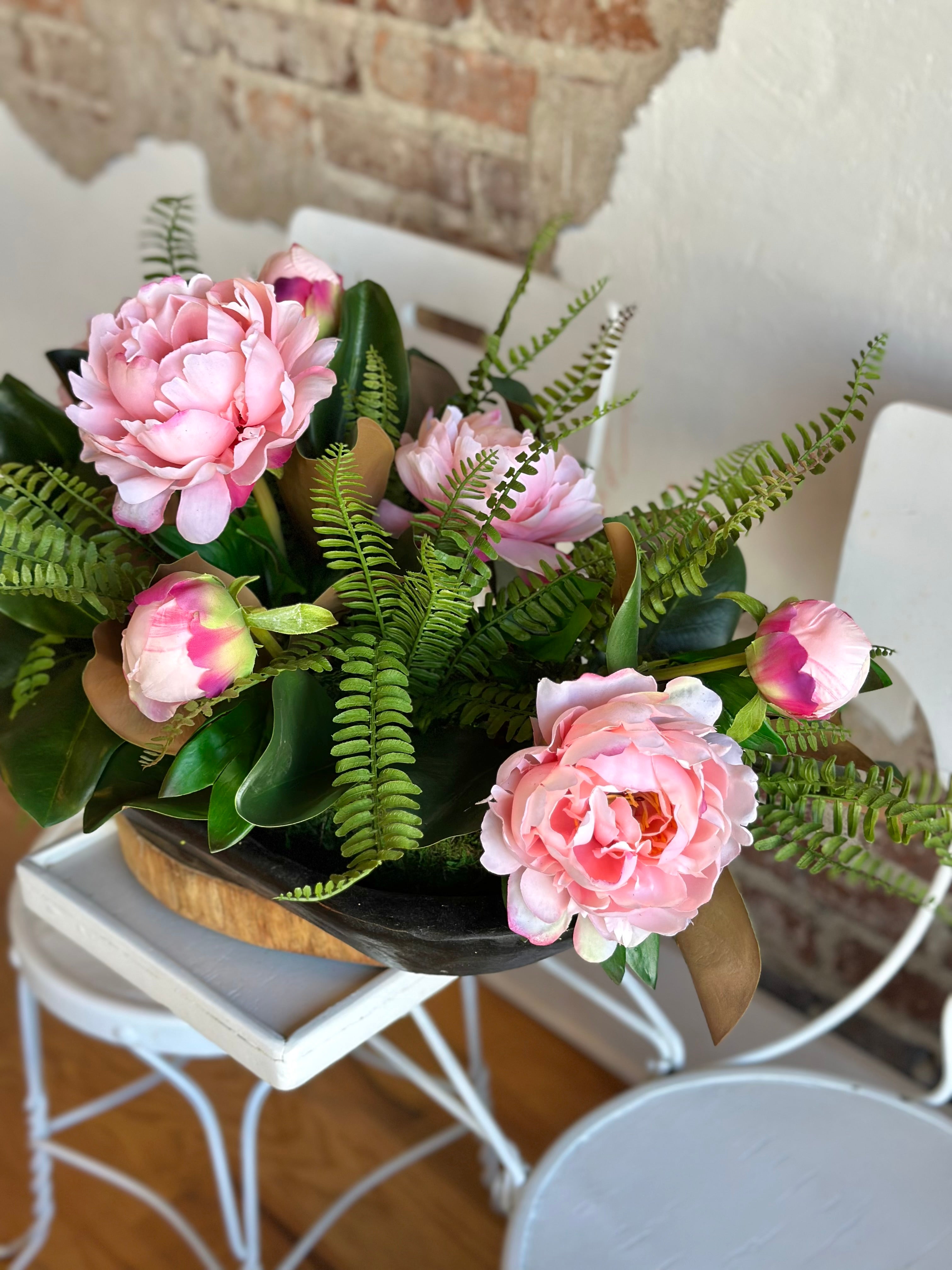 Magnolia Pink Peony Centerpiece