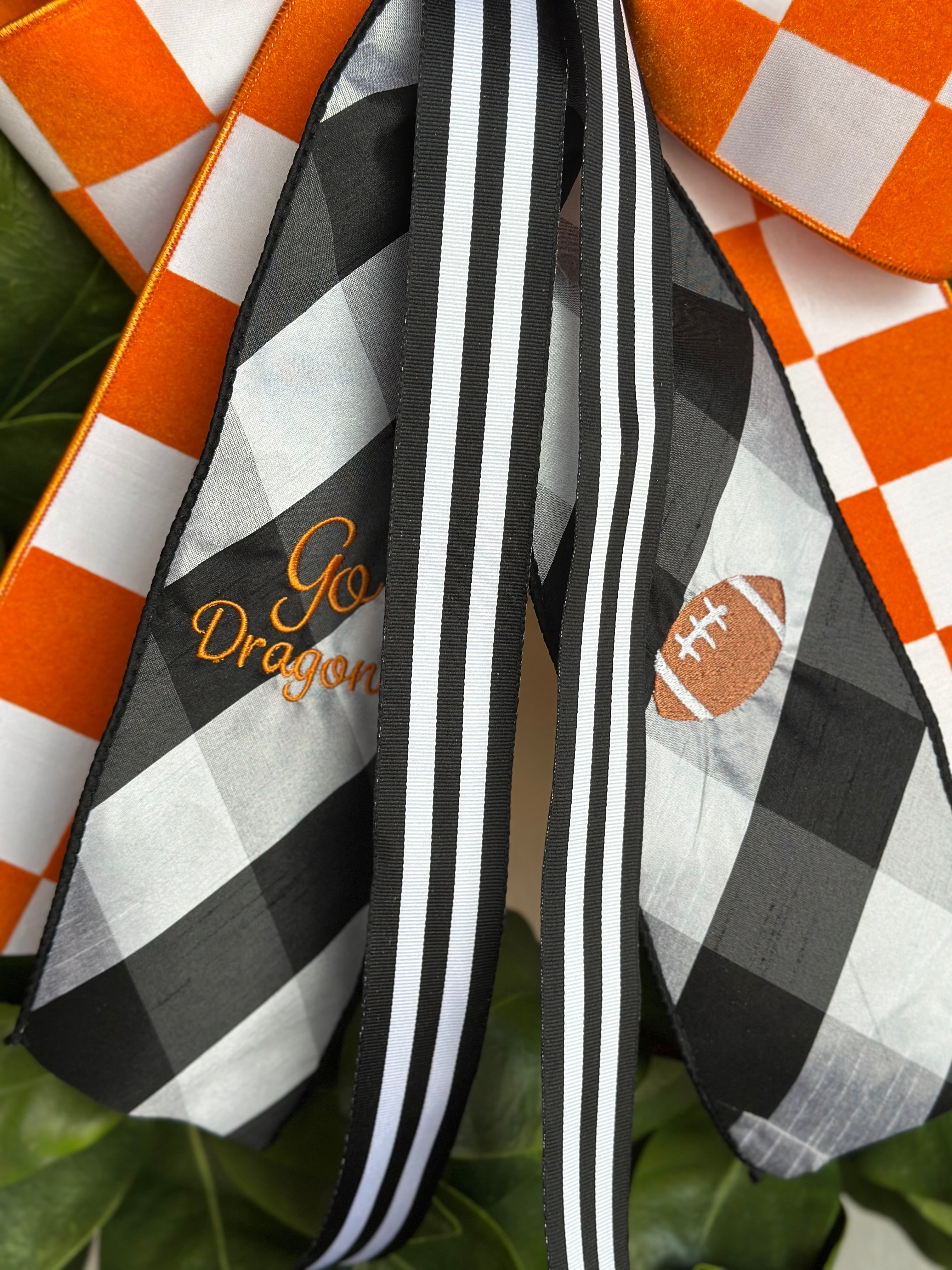 Go Dragons! Football Embroidered Bow