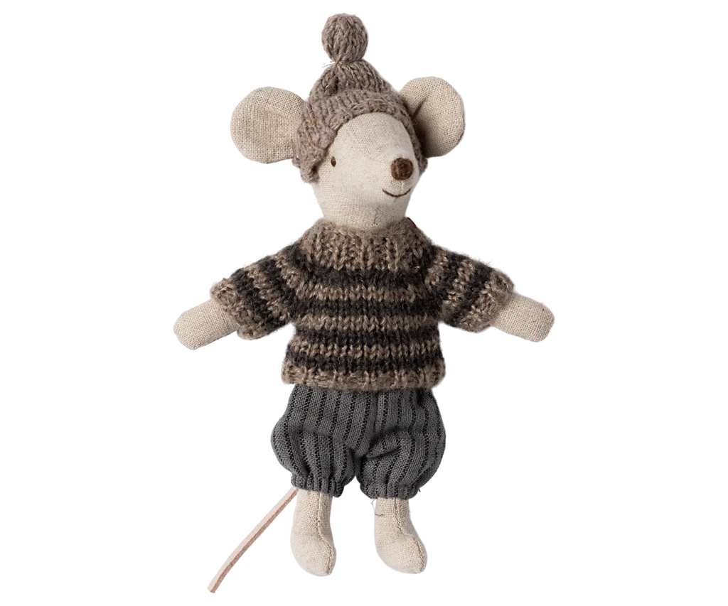 Winter Mouse with Ski Set, Big Brother - Grey