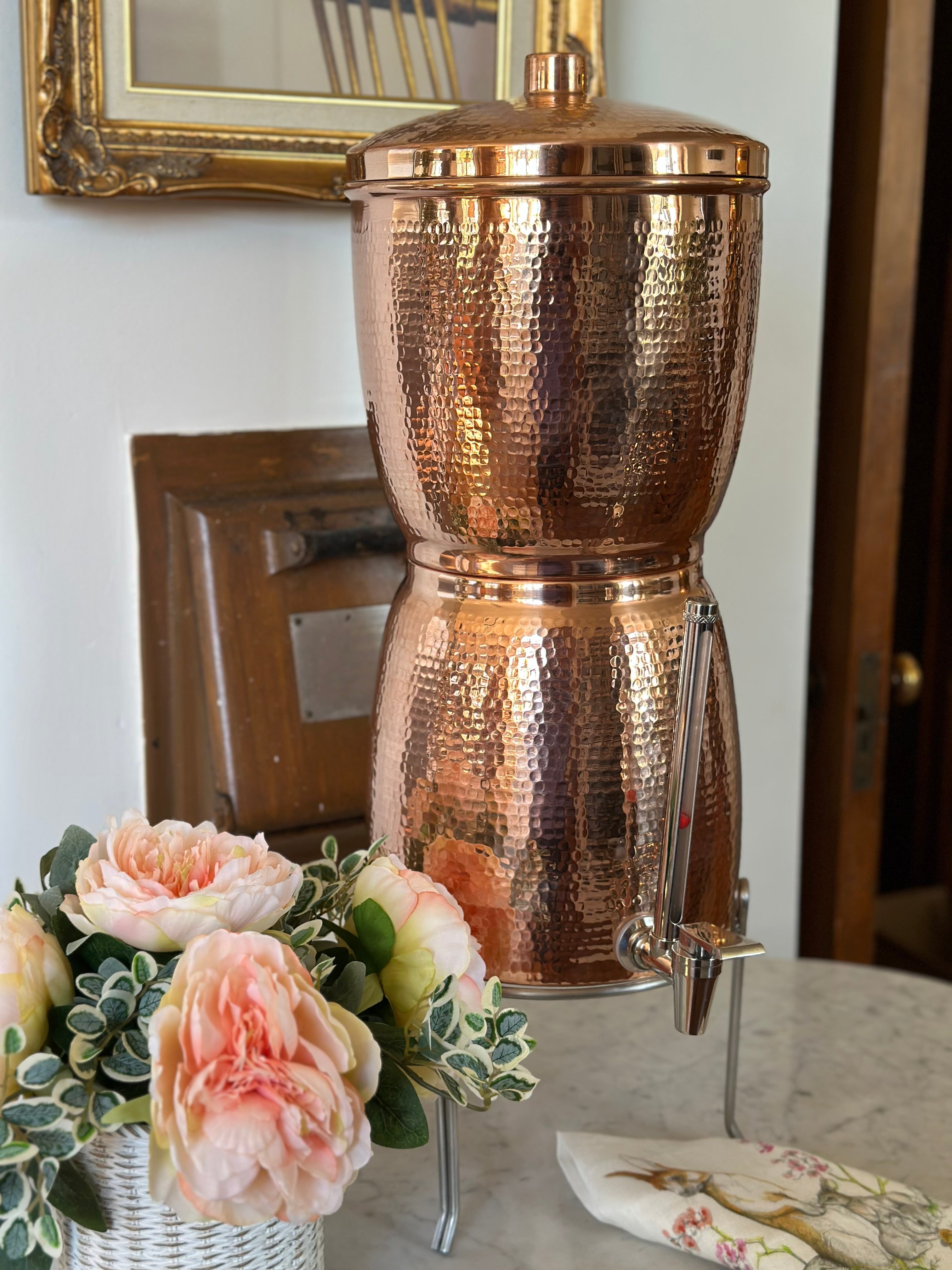 Potted Peonies in Resin Wicker Style Pot