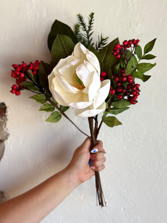 20" MAGNOLIA FIR BERRIES BUNDLE- WEATHER PROOF