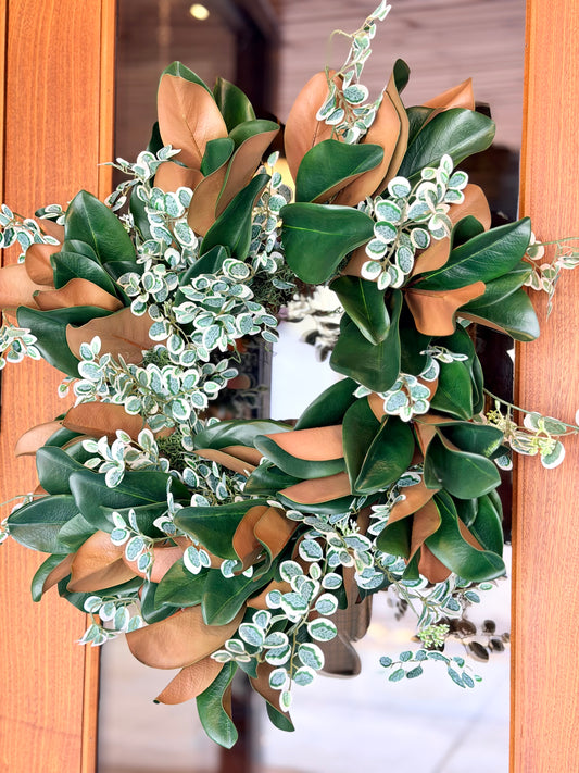 Magnolia & Button Bush Wreath