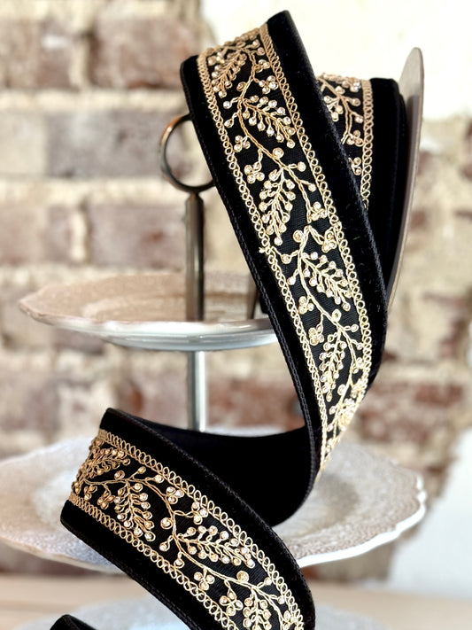 2.5” Black Odette Ribbon