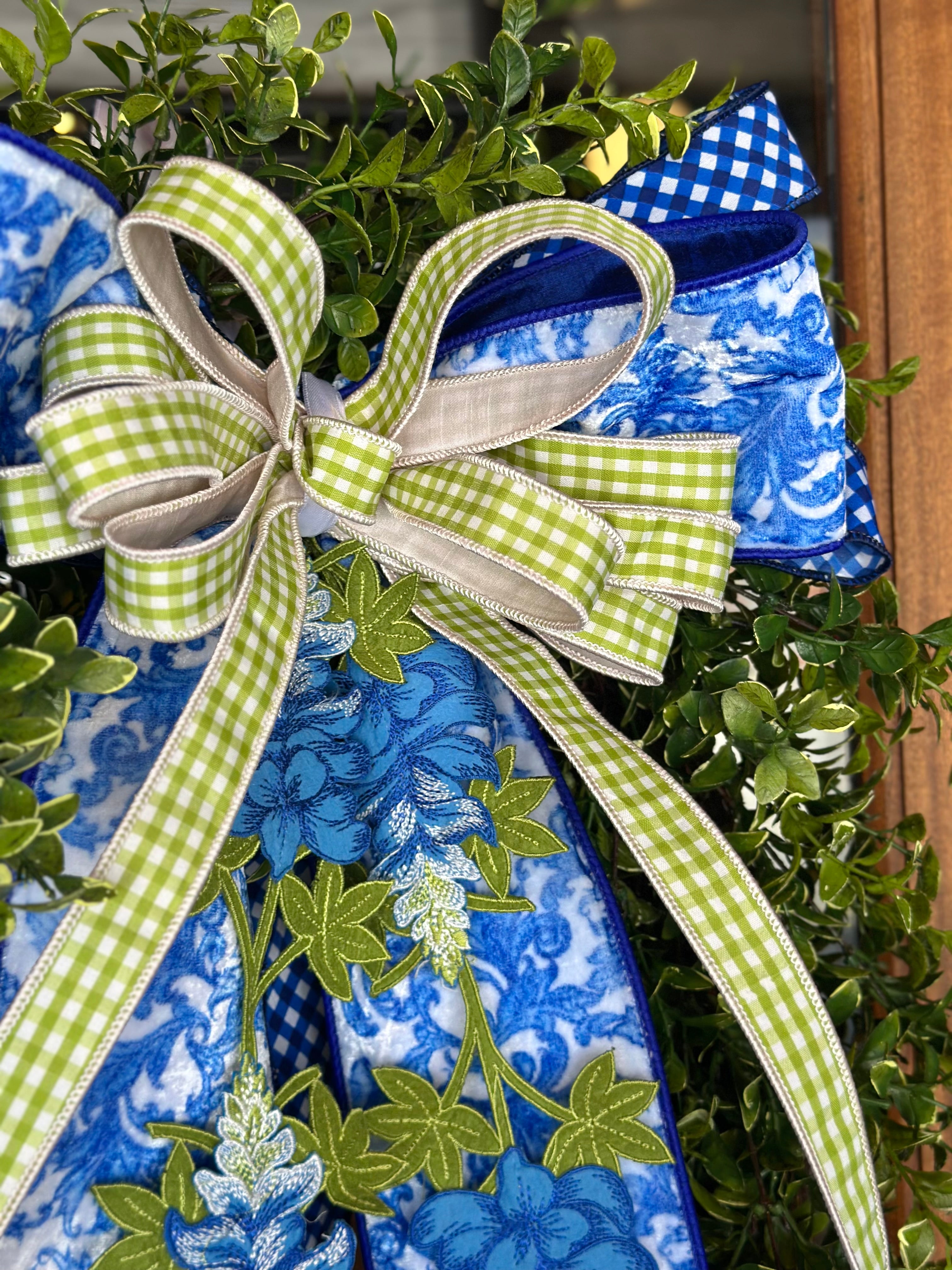 Texas Bluebonnets & Oval Boxwood Wreath