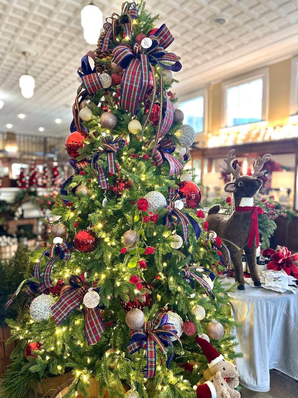 Plaid Blue/Gold Large Tree Bow