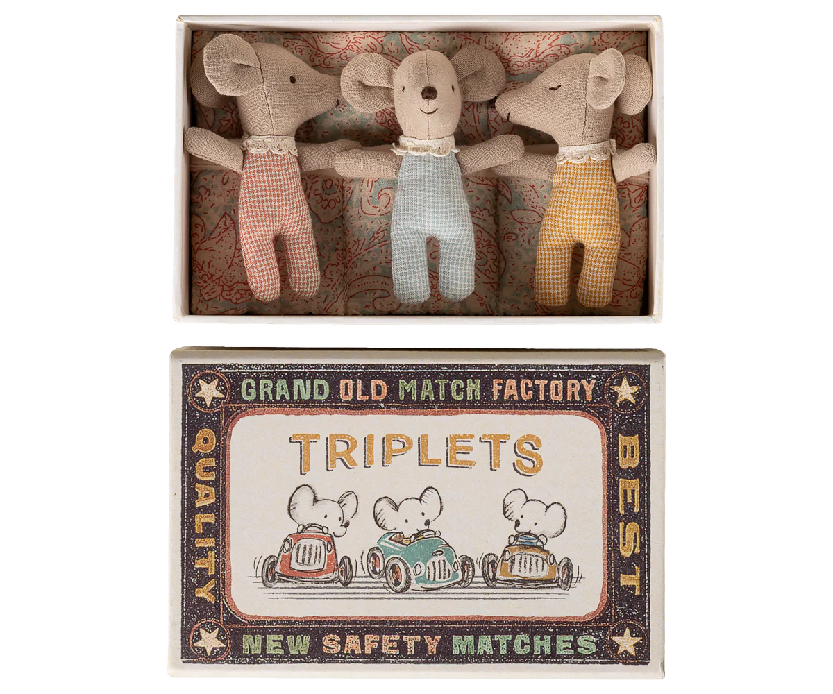 Maileg- Triplets, Baby mice in matchbox-Checker