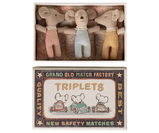 Maileg- Triplets, Baby mice in matchbox-Checker
