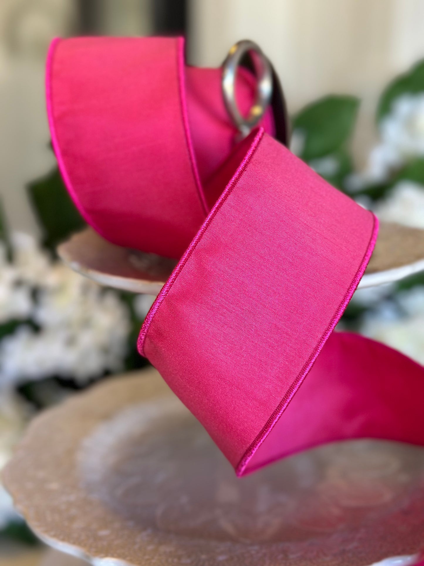 2.5" Wide, faux dream dupion, rose pink