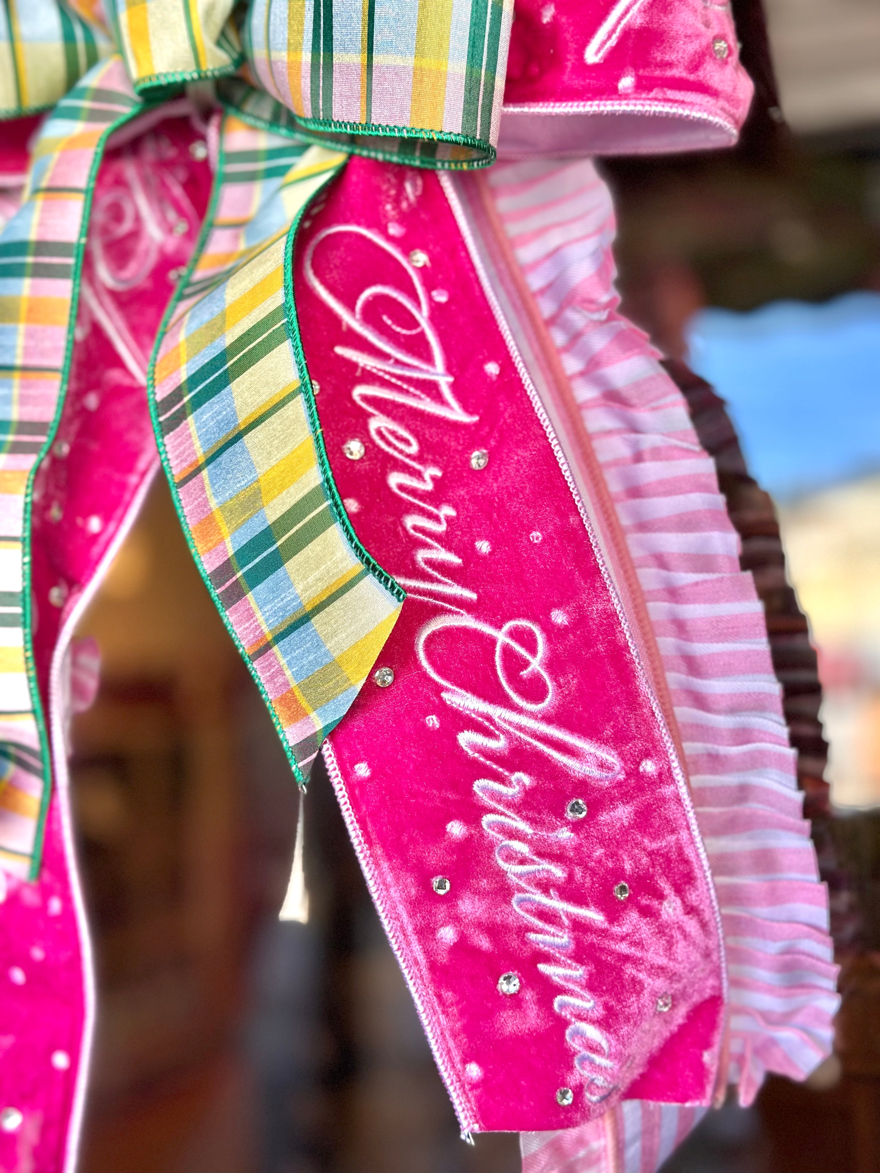 "Merry Christmas" and Pink Ruffles Bow