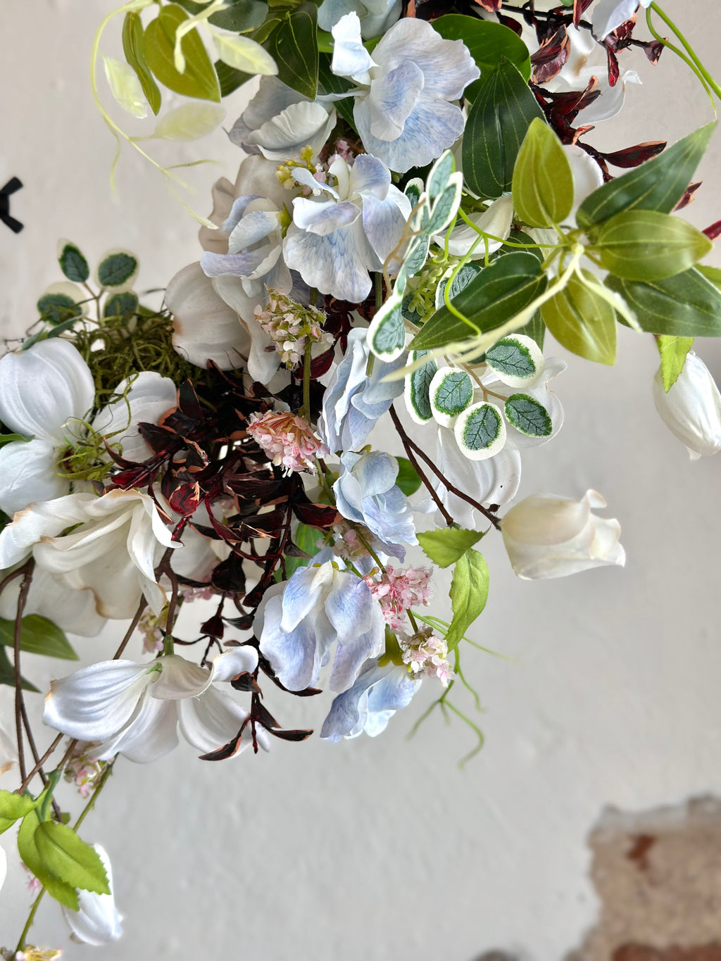 Dusty Blue & White Dogwood Wreath