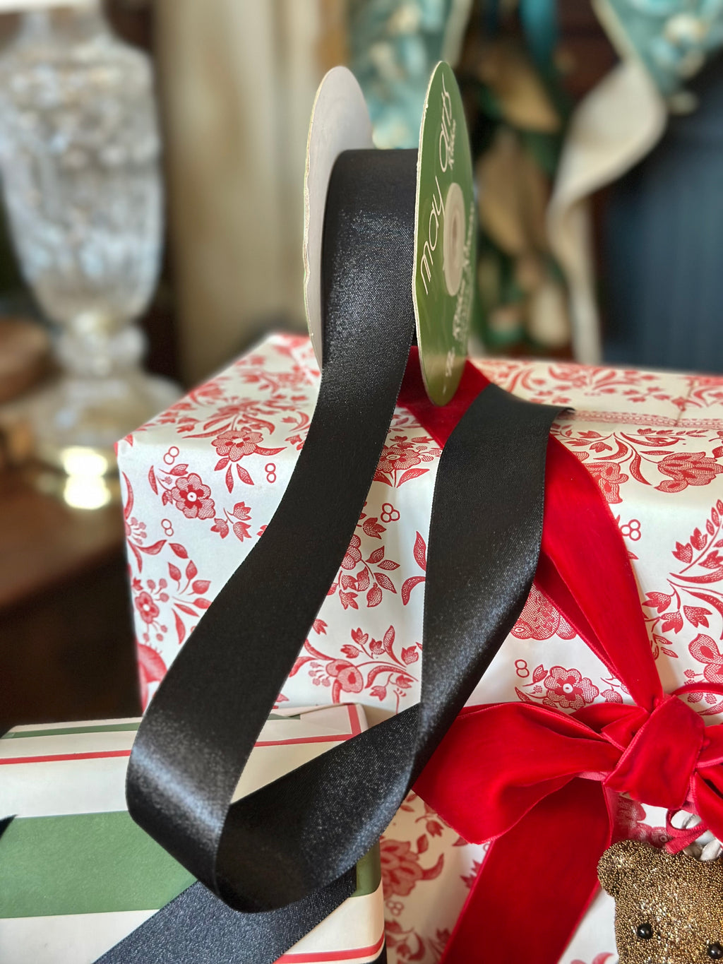 1.5” Wide, Black Satin Ribbon