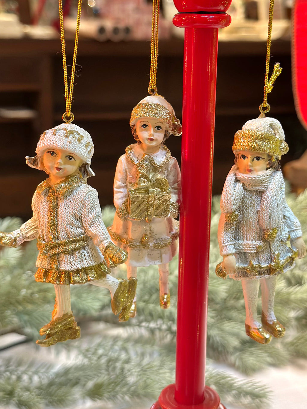 4.3" Vintage Child Ornament - Cream/Gold