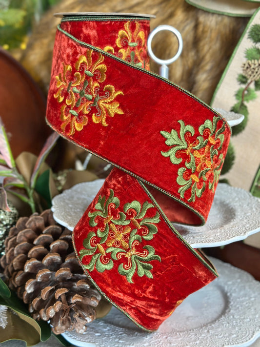 4" Velvet Cross Medallion, Persimmon