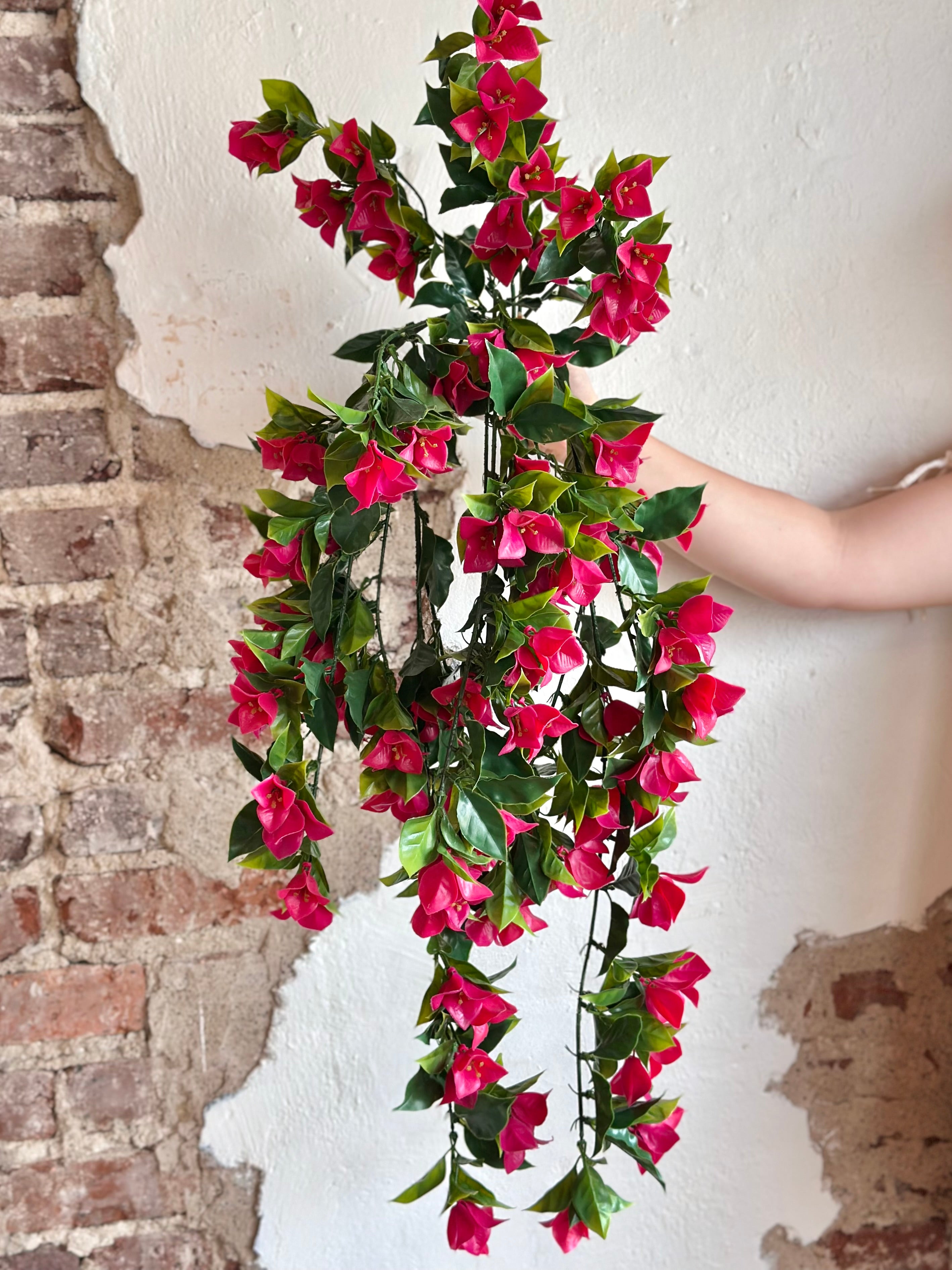 36" UV-Rated Hanging Bougainvillea Bush - Fuchsia