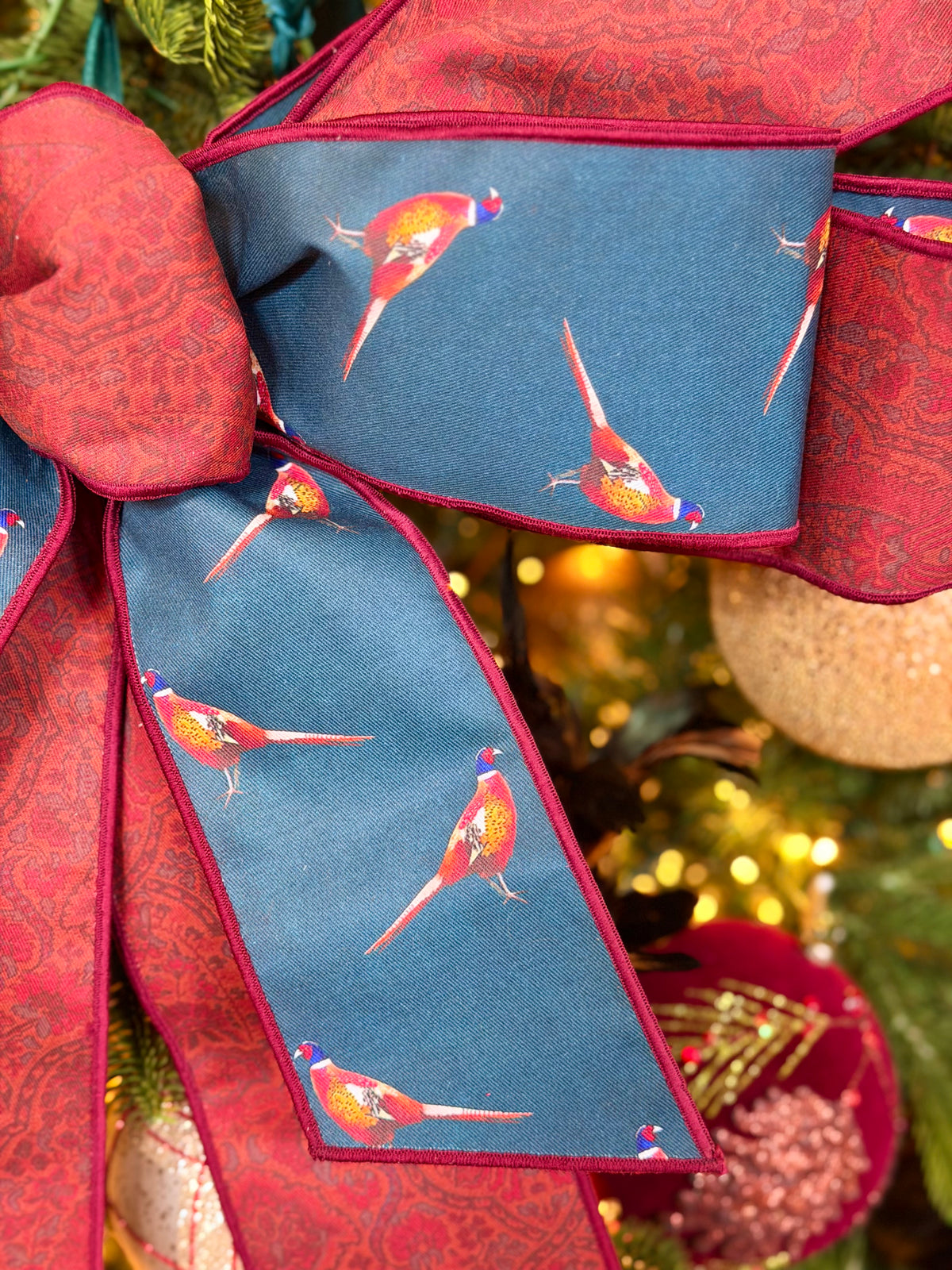 Pheasants & Classic Paisley Ribbon or Bow