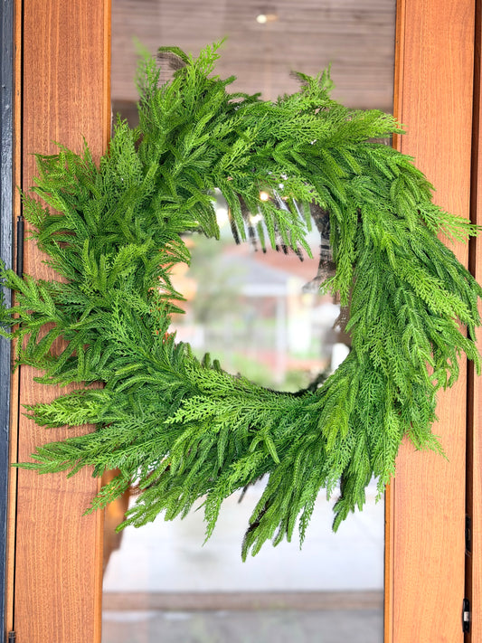 30" REAL TOUCH CEDAR/NORFOLK PINE WREATH