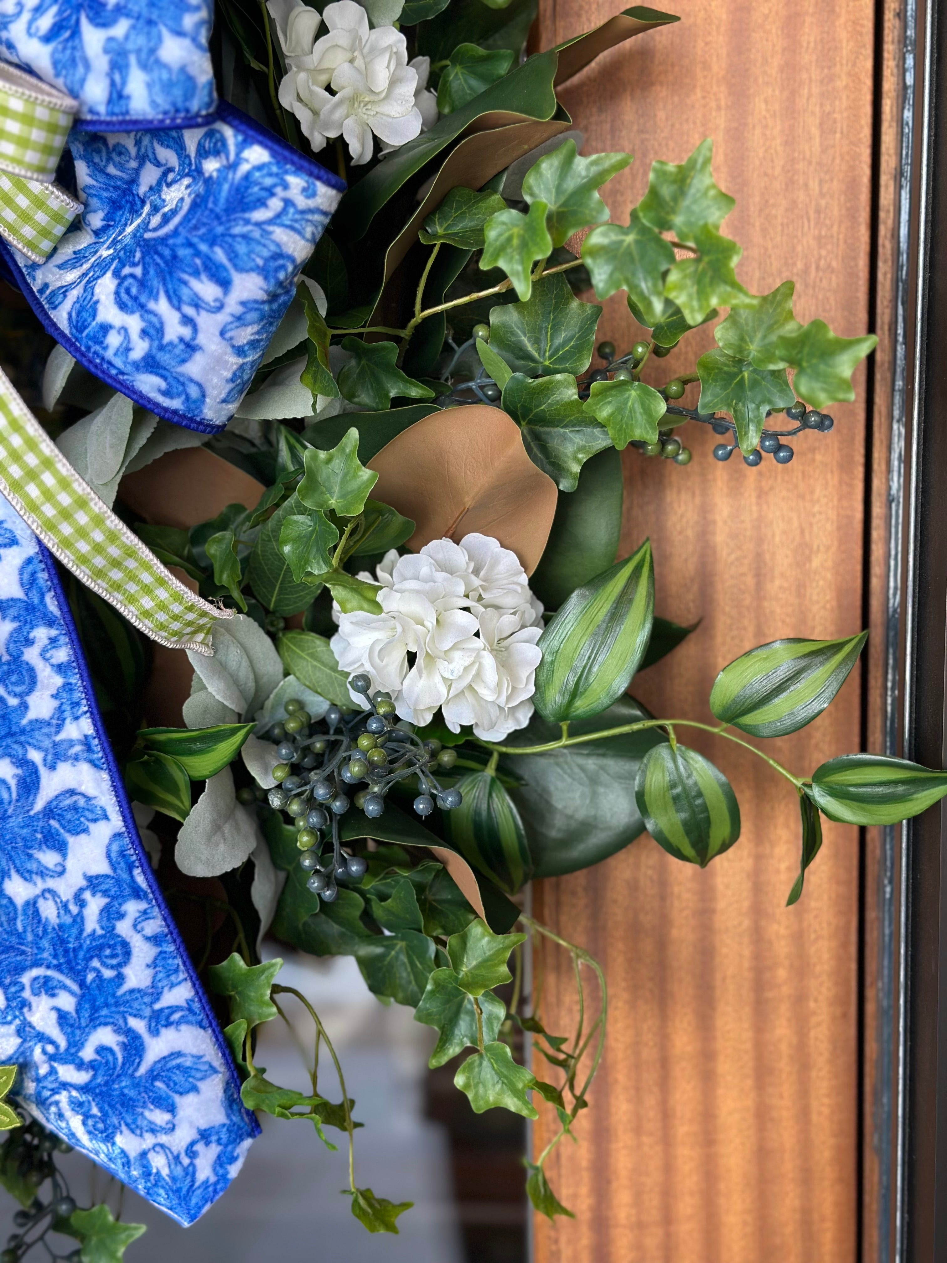 Geranium Berry & Bluebonnet Wreath