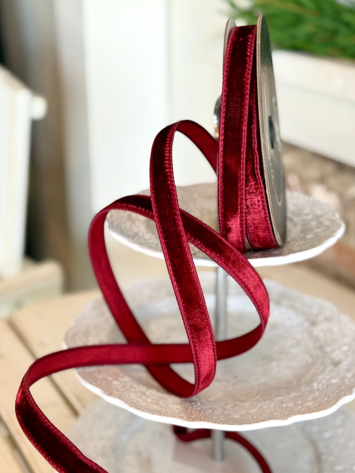 .75" SPRING VELVET- BURGUNDY