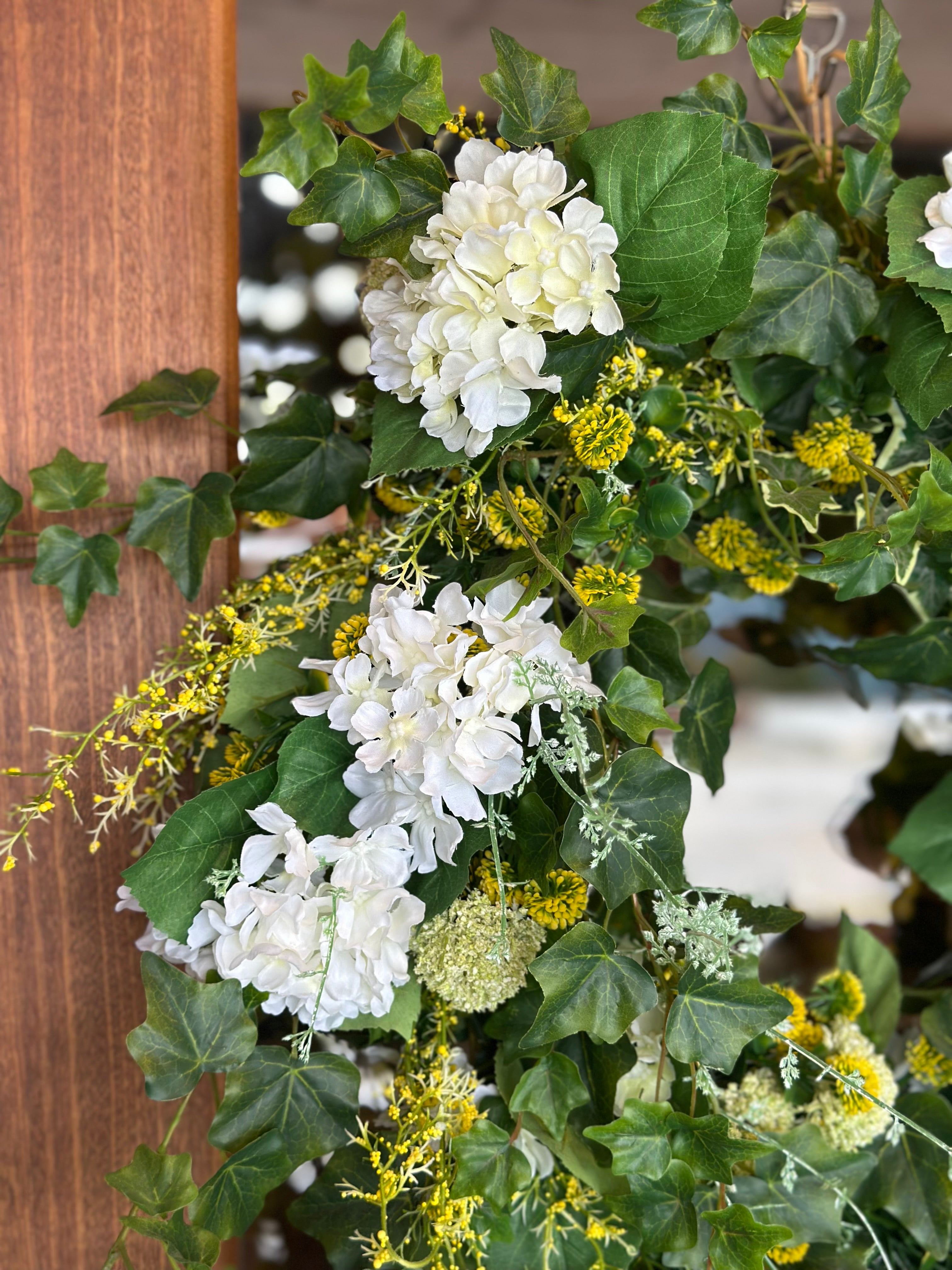 Geranium & Yellow Wildflower Wreath