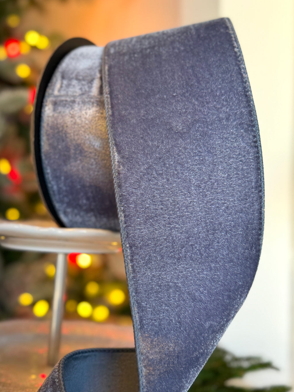 4" Lush Velvet Dusty Blue Dupion Back, Dusty Blue