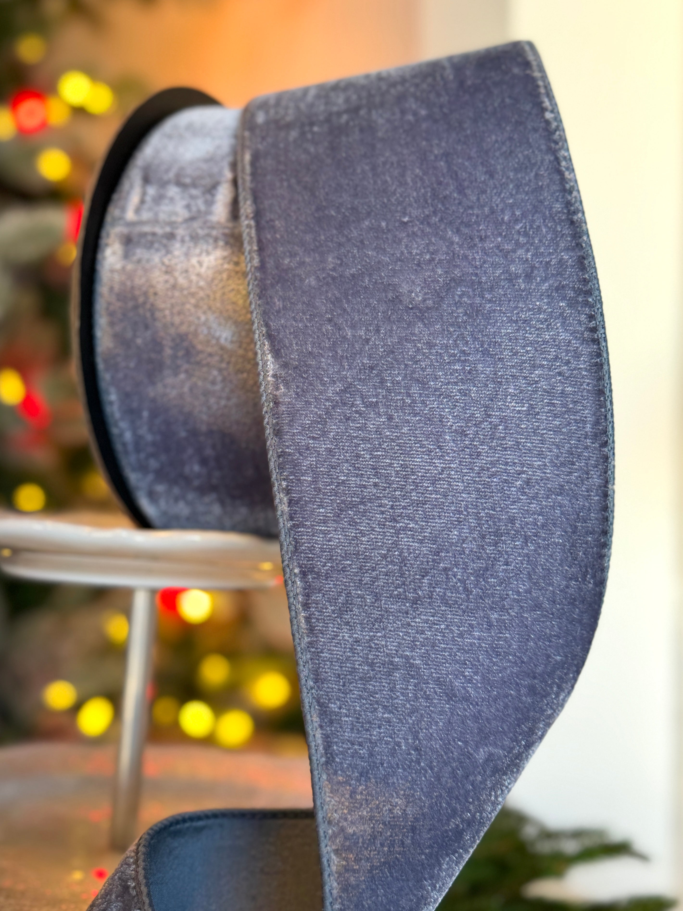 4" Lush Velvet Dusty Blue Dupion Back, Dusty Blue