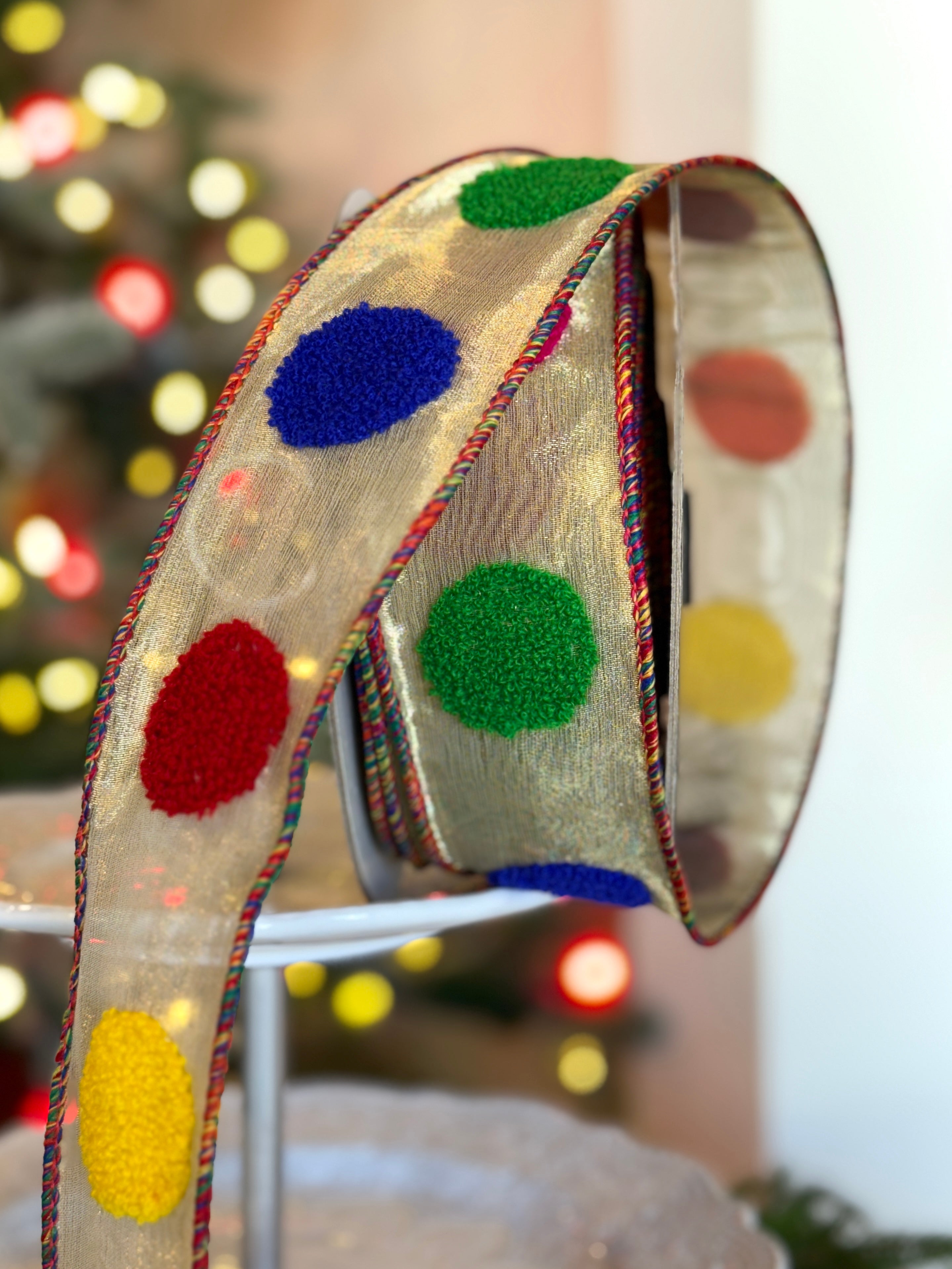 2.5” Terrycloth Dots Ribbon