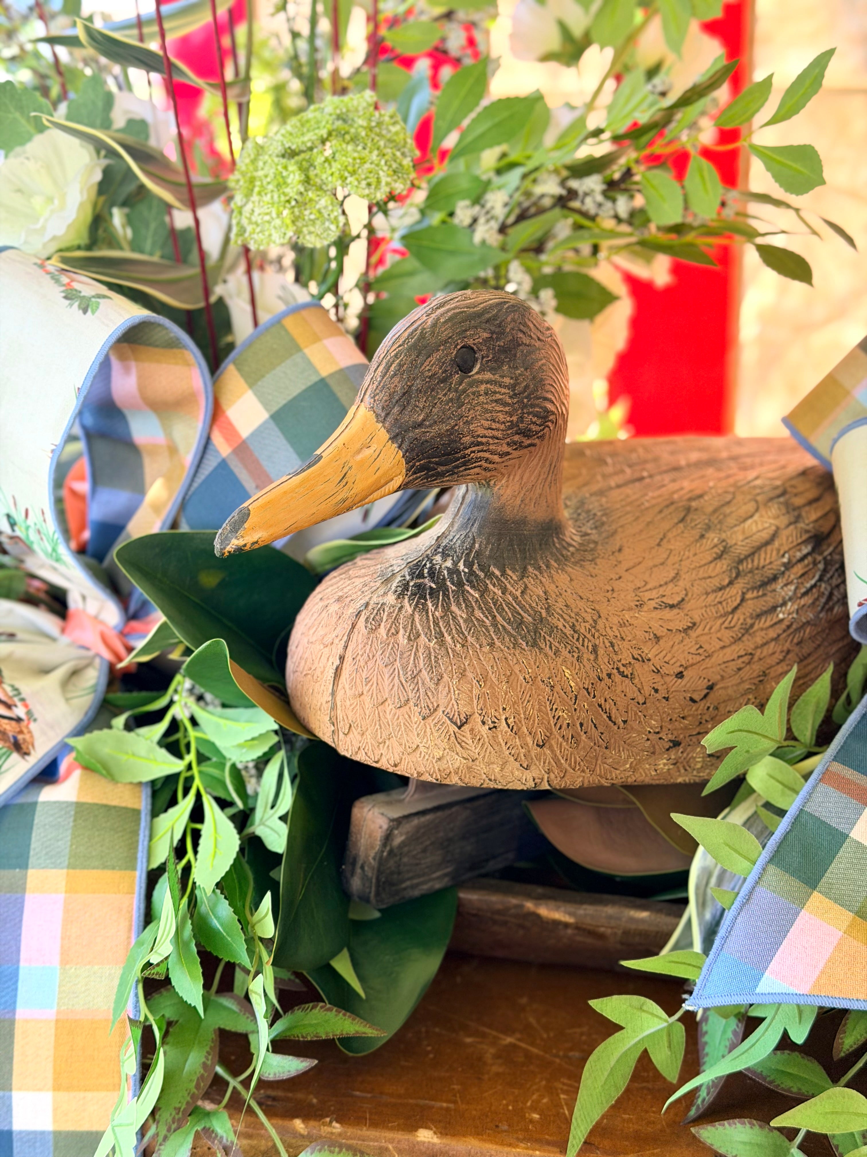 Mallard & Hollyhocks Dough Bowl Arrangement