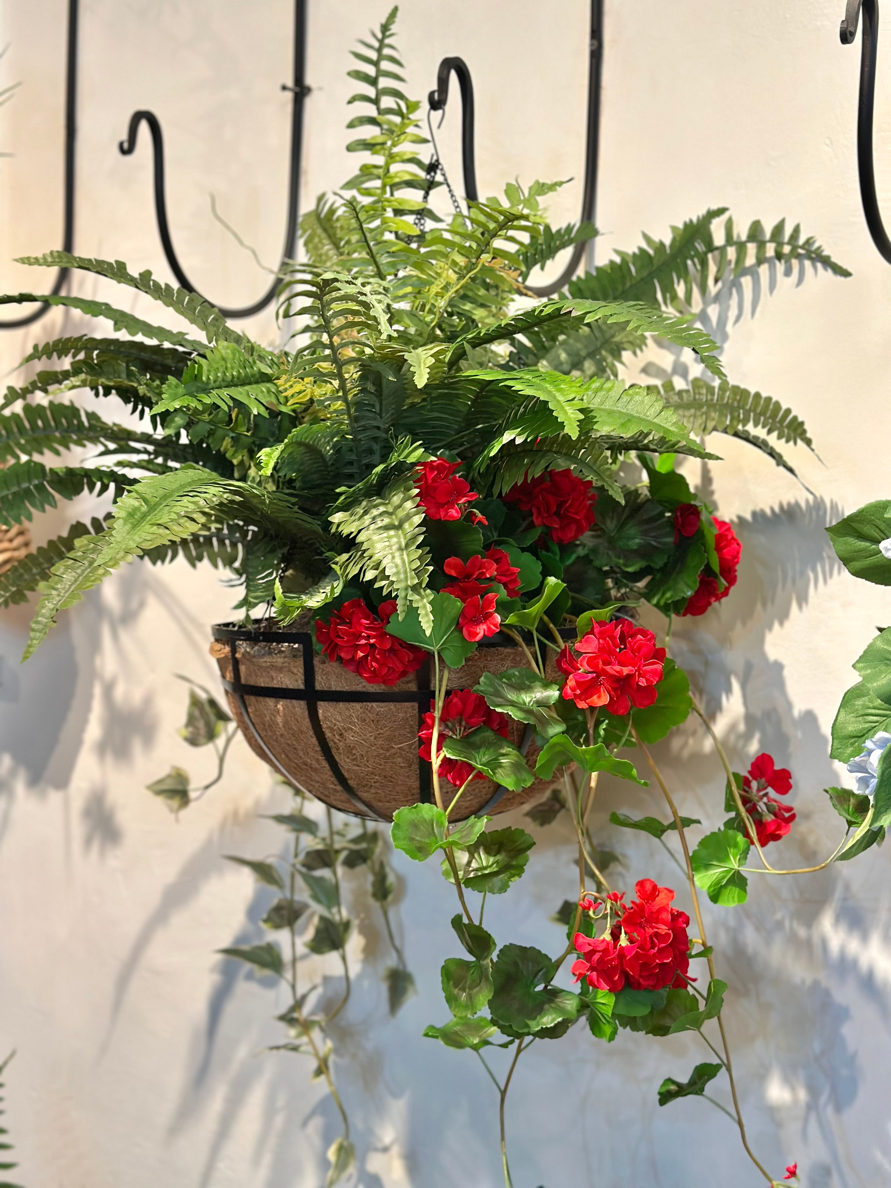 Red Geranium Hanging Basket