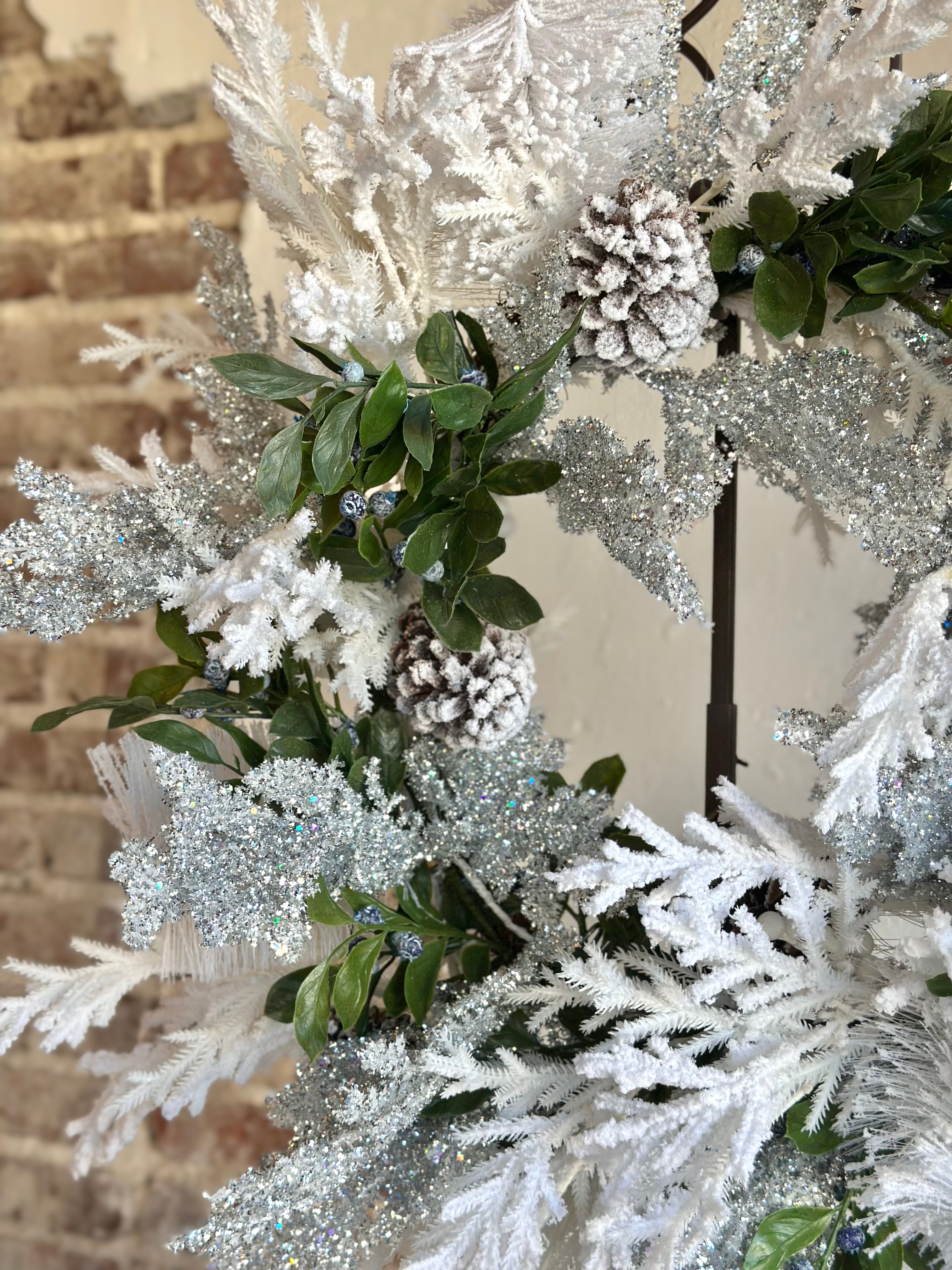 Snowy Pine with Berries Wreath