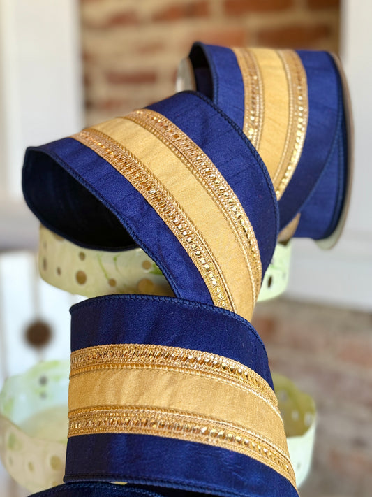 4” Twinkle Borders - Navy Blue, SOLD BY THE YARD