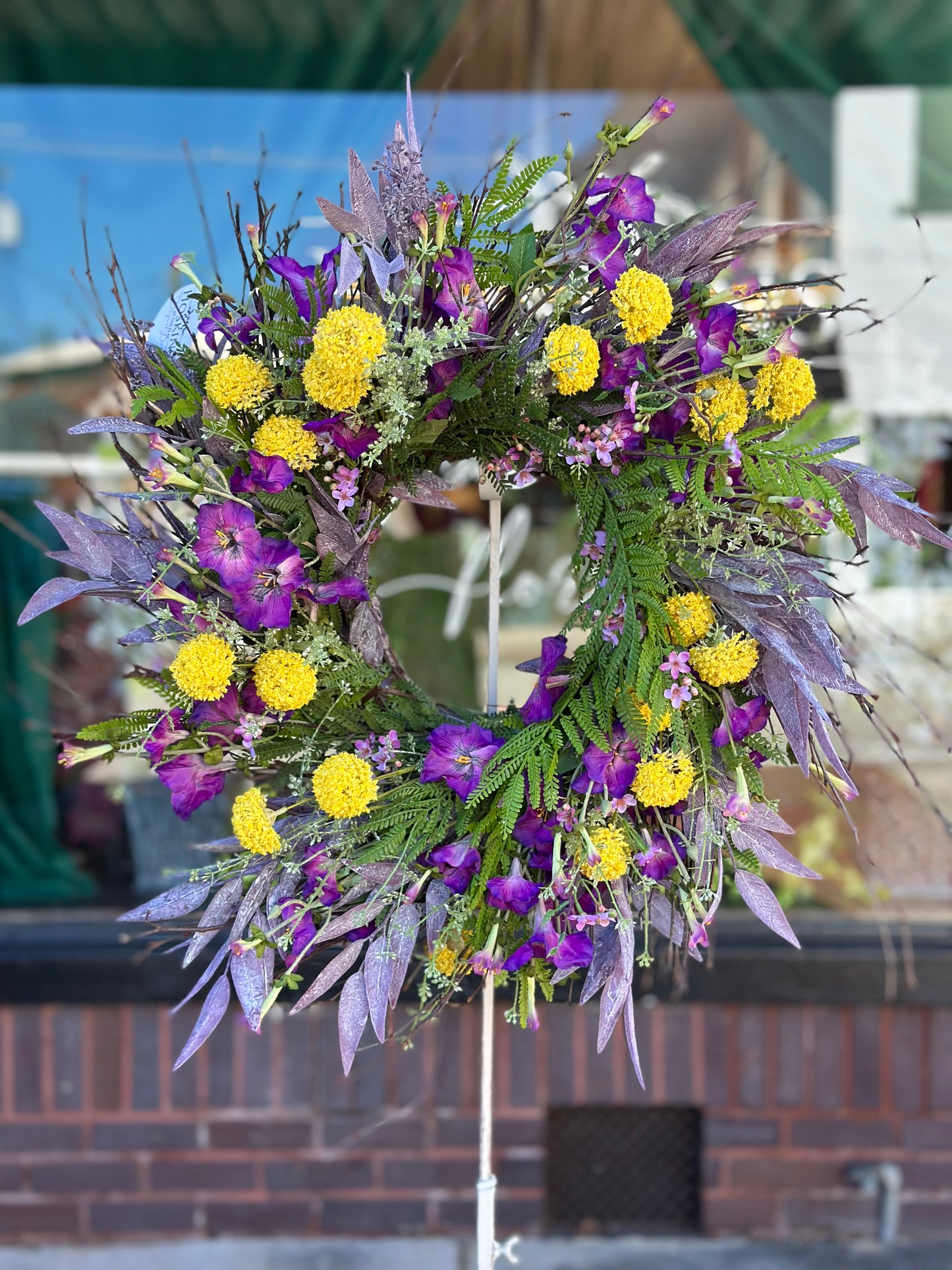 Lavender & Yellow Puffs Wreath