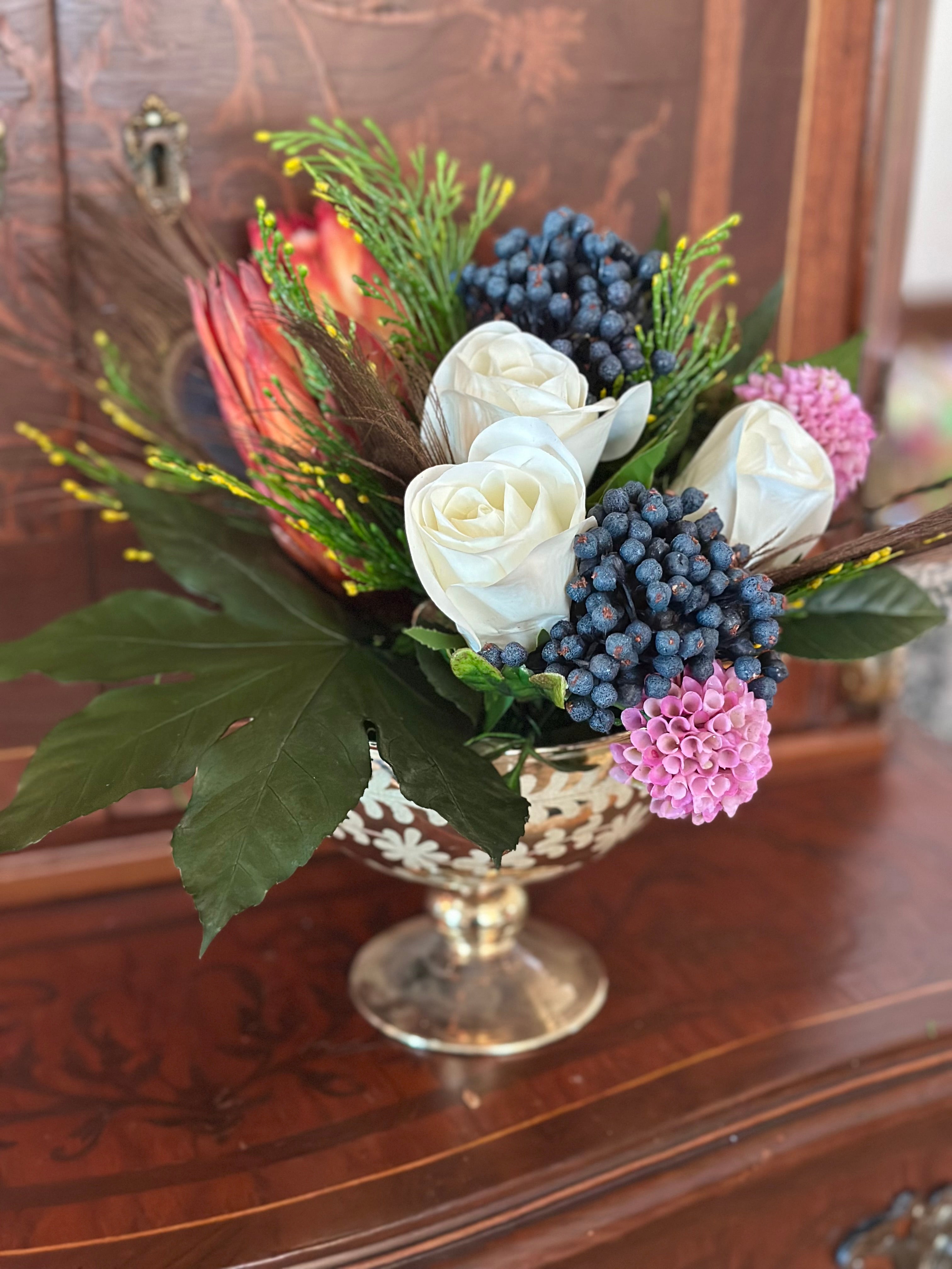 White Rose and Orange Repen Arrangement