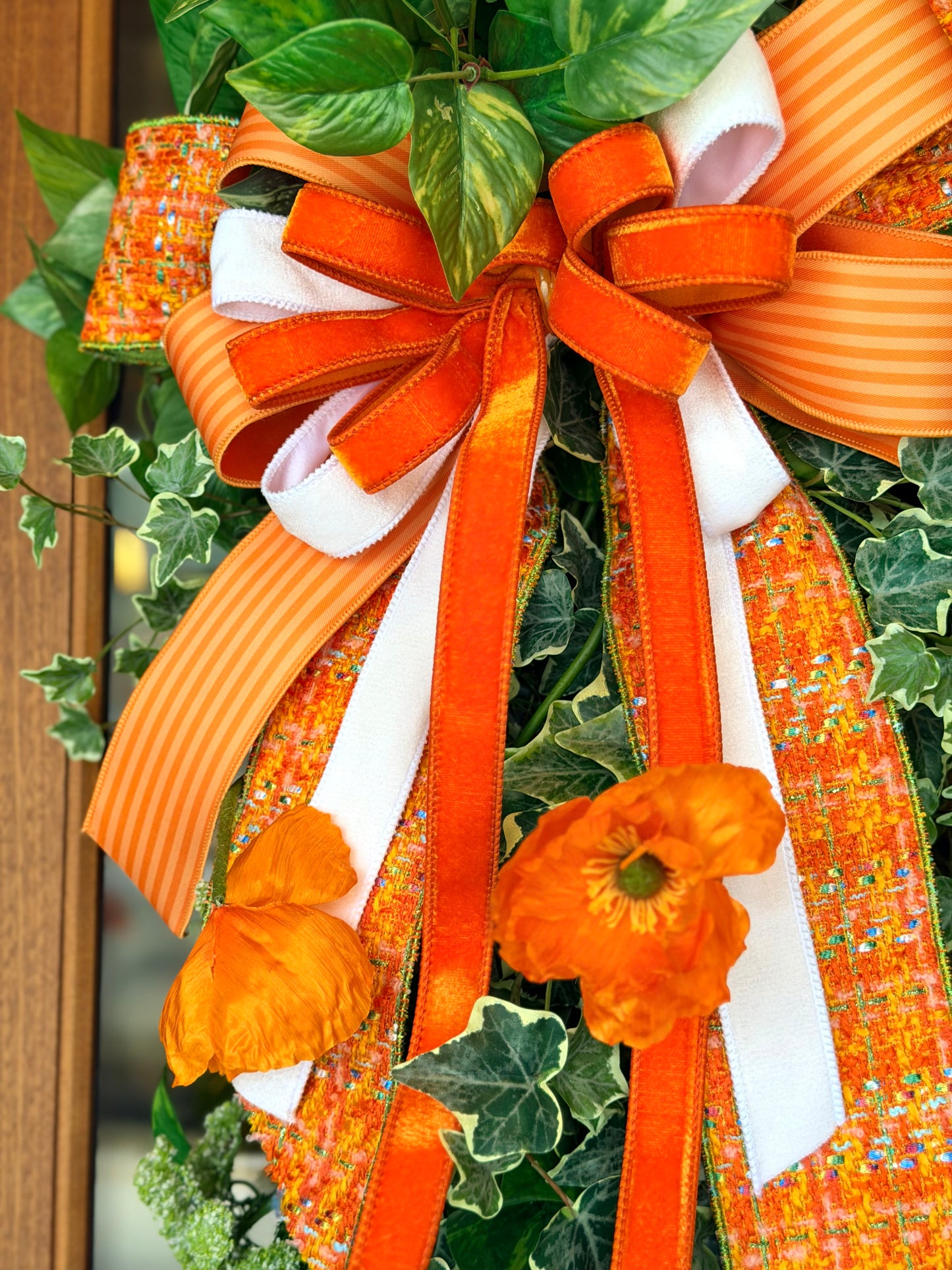 Orange Poppy Swag & Bow