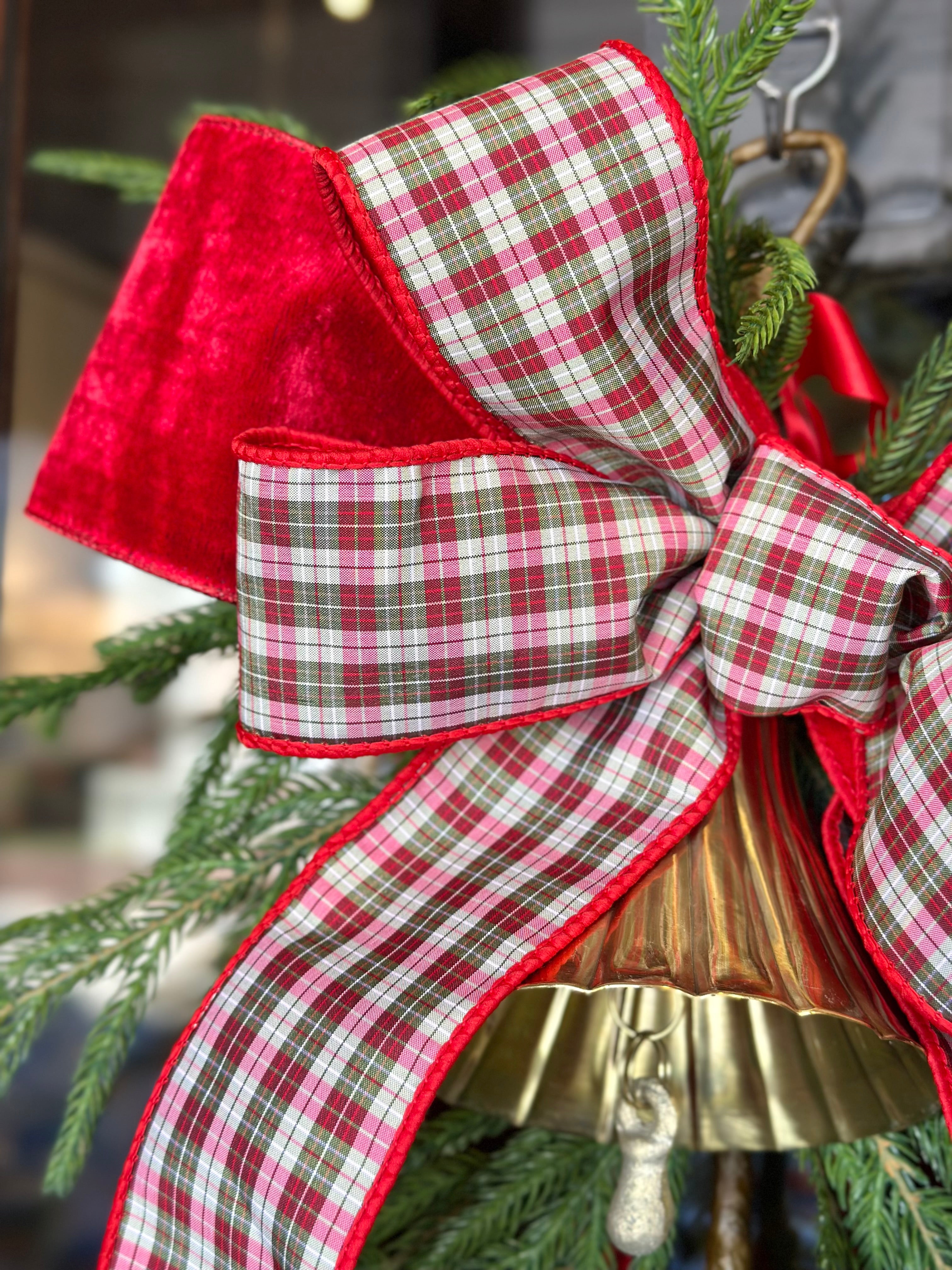 Vintage Red Plaid with Bell Swag