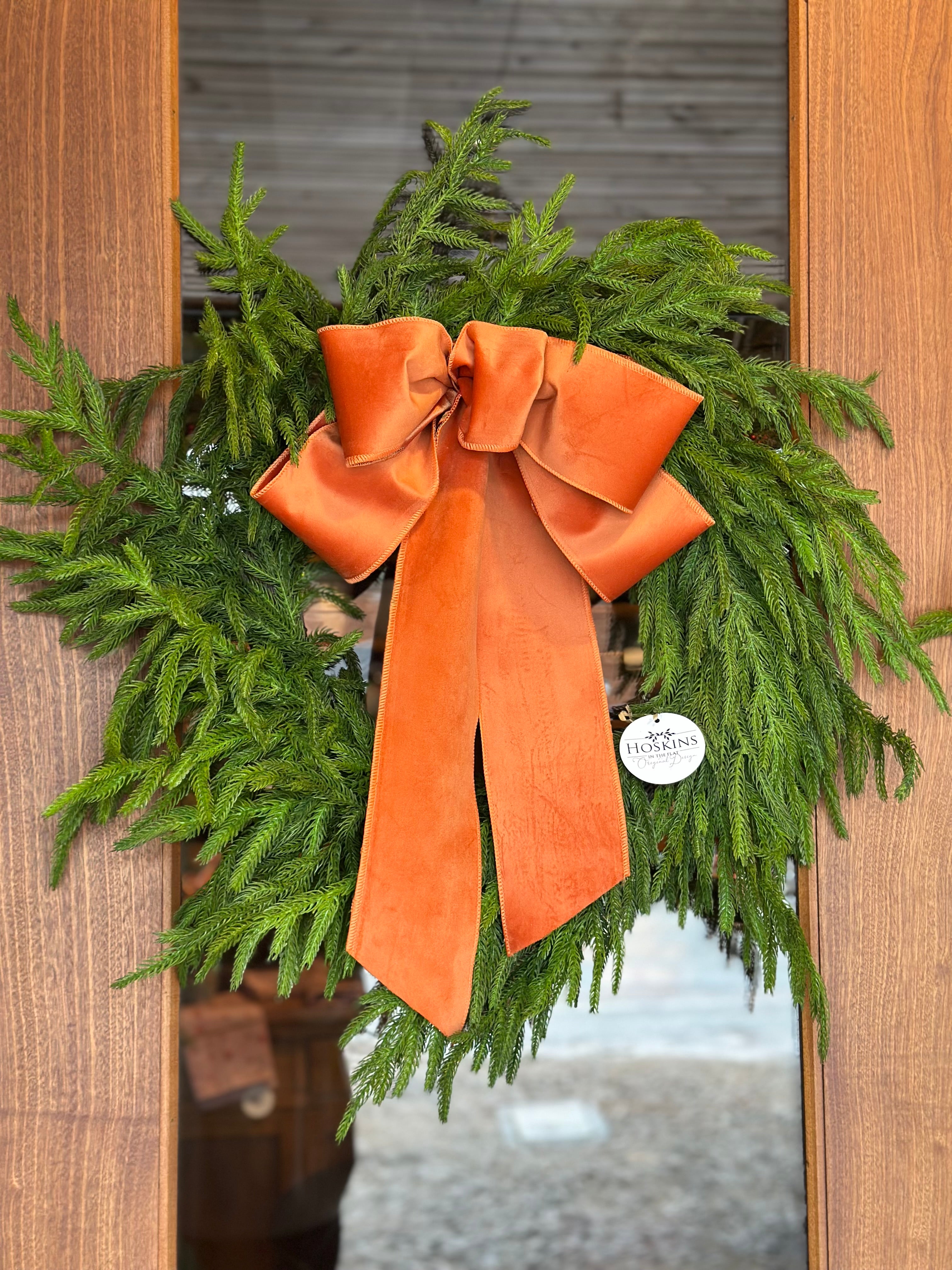 Norfolk Pine Wreath with Sienna Velvet Bow