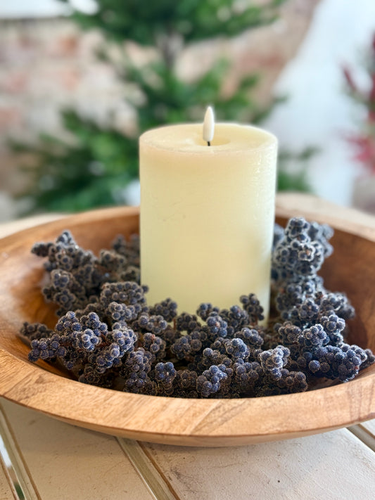 4.25" Iced Blue Berry Candle Ring