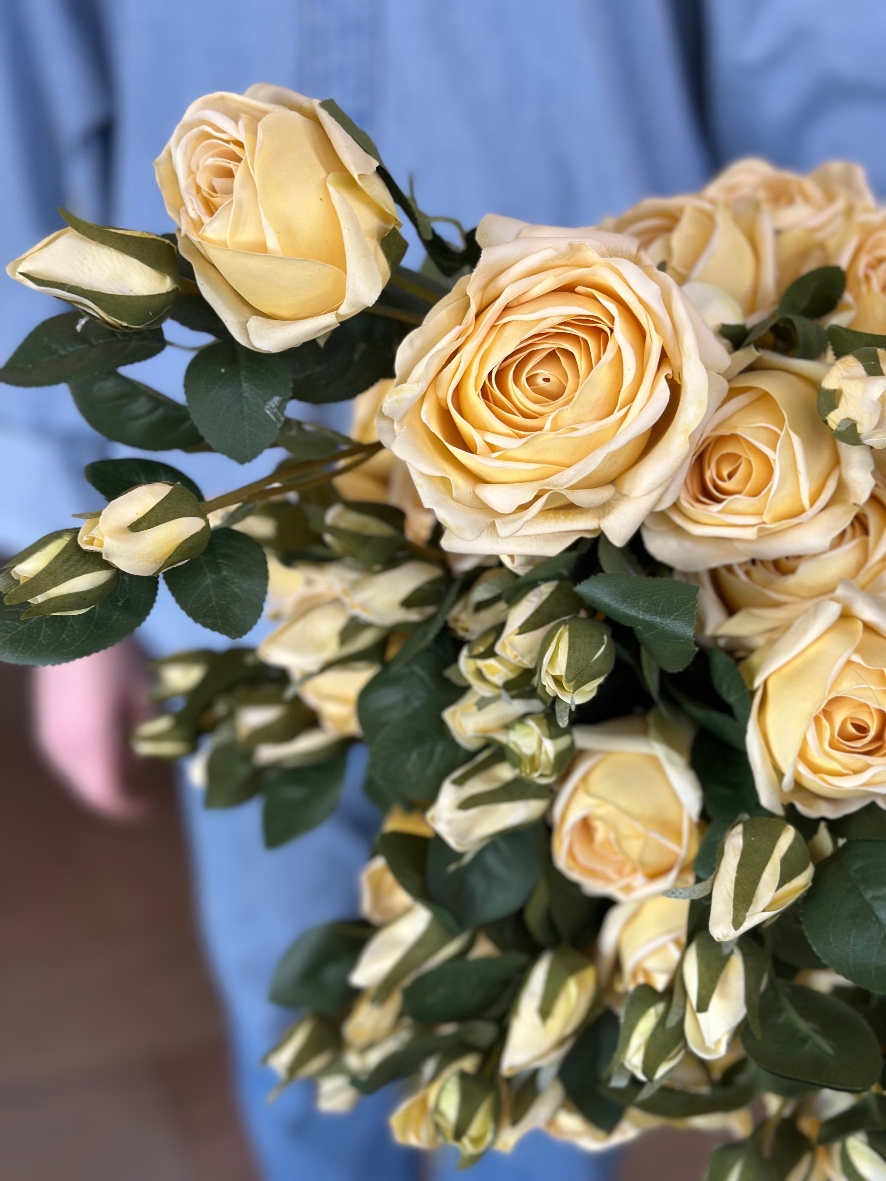 REAL TOUCH ESTATE ROSE SPRAY 26"- YELLOW