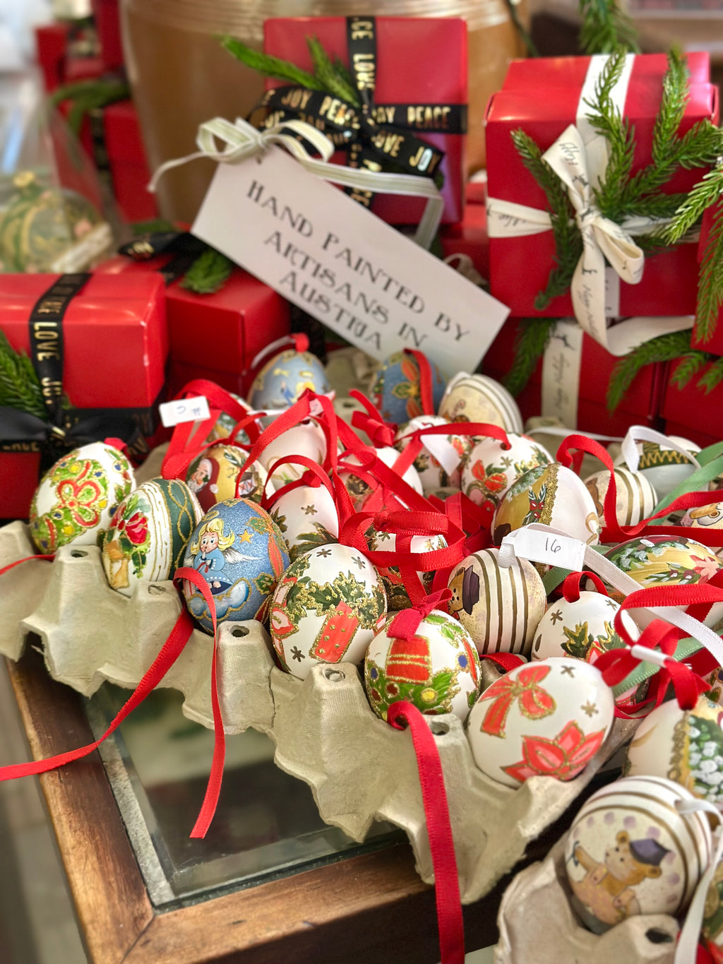 Gift Boxed Hand Painted Austrian Egg Christmas Ornament