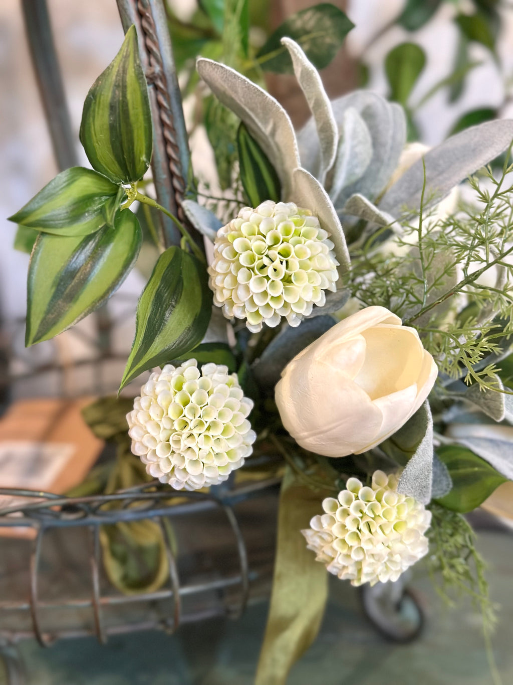 Tulip Lambs Ear and Fern Bouquet