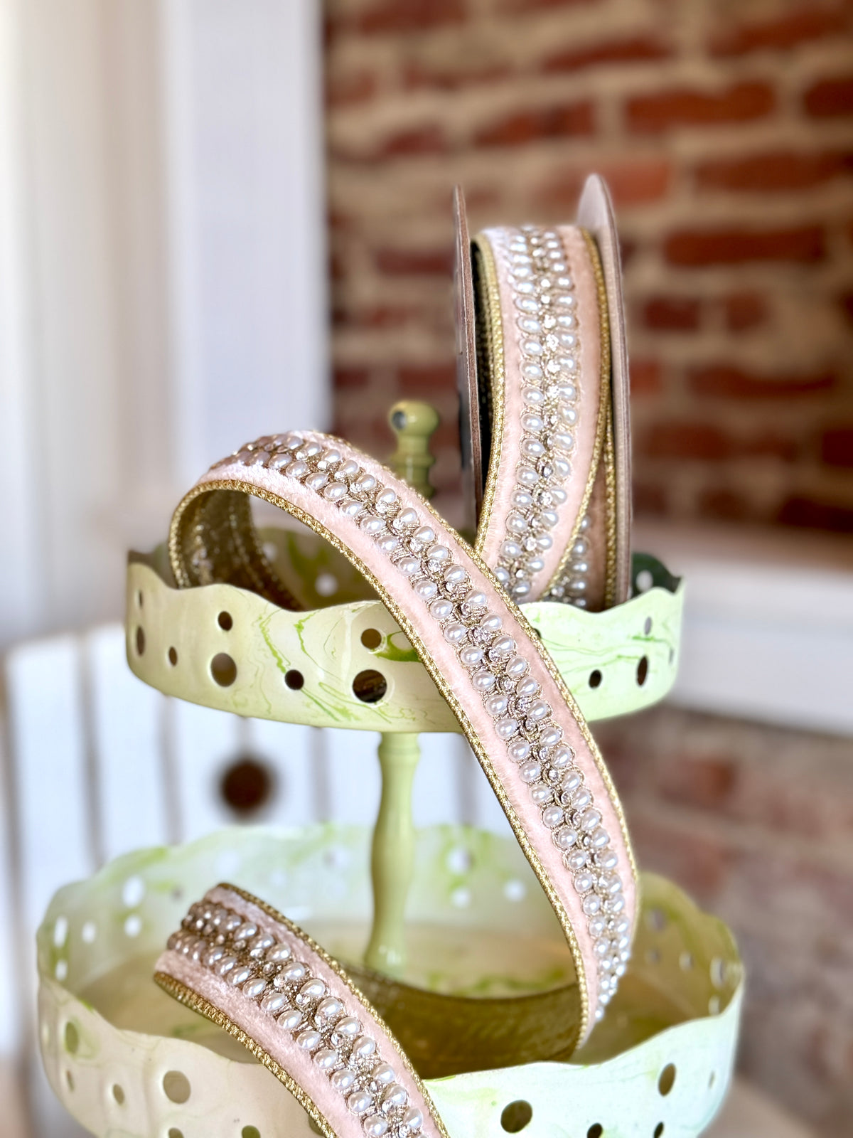 1.5” Pearl Necklace Ribbon, SOLD BY THE YARD