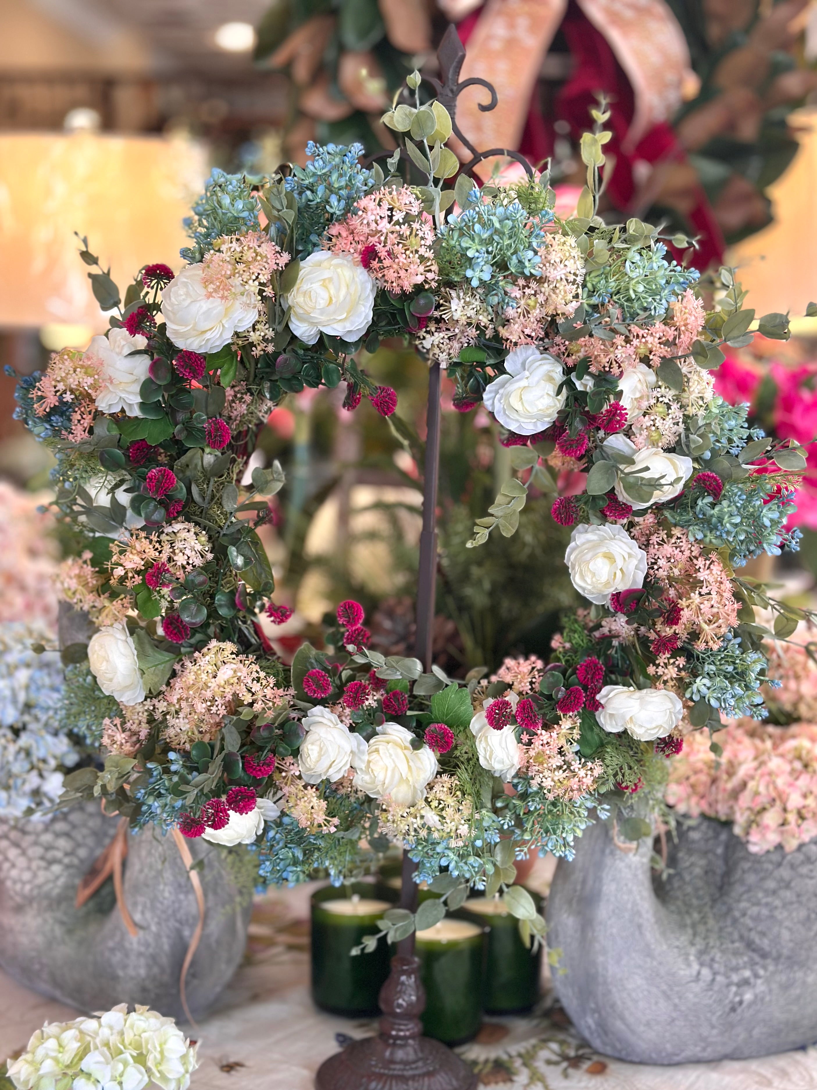 Wild Flowers & White Ranunculus Wreath