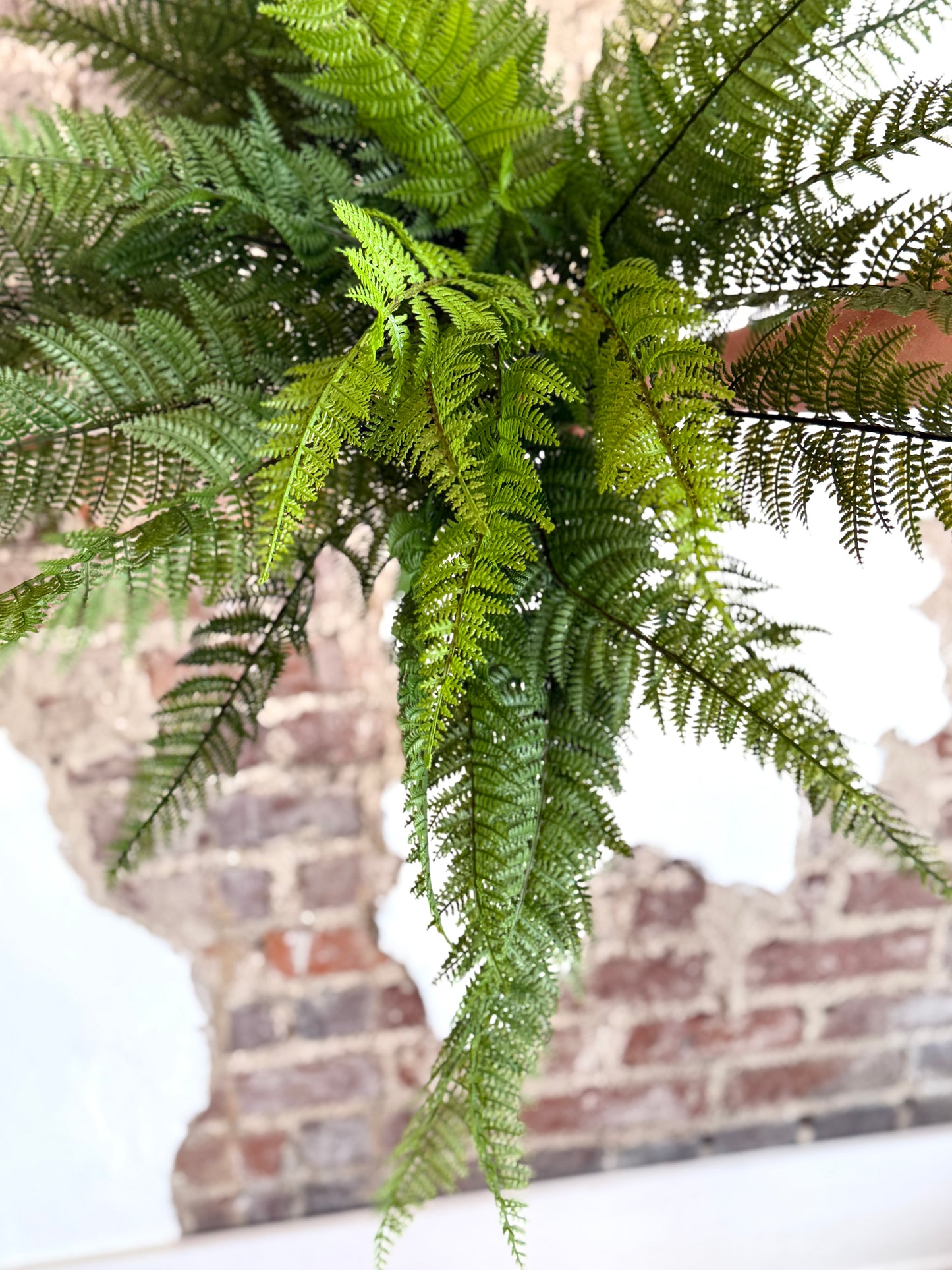 34" L x 29" D, UV Green Leather Fern Bush
