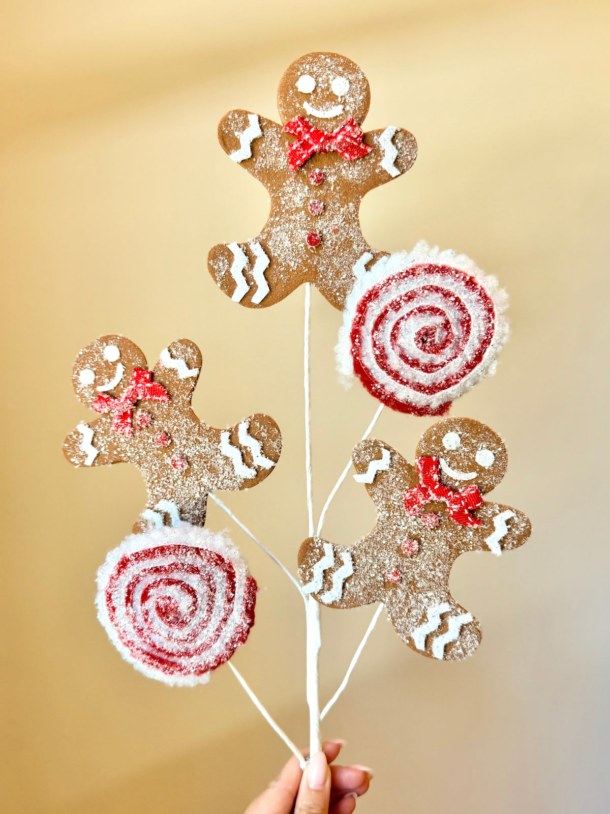 26" FROSTED GINGERBREAD/PEPPERMINT SPRAY