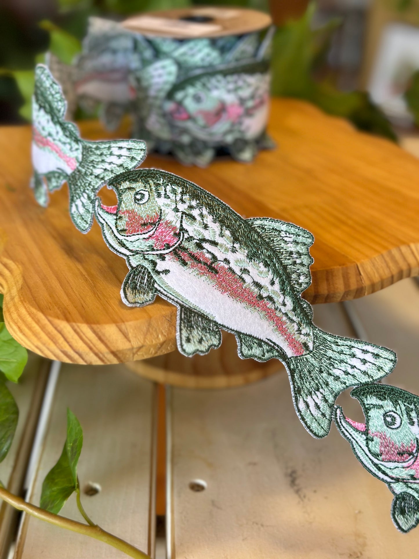 3" Cut-Out Trout Fish Garland, Green/Pink