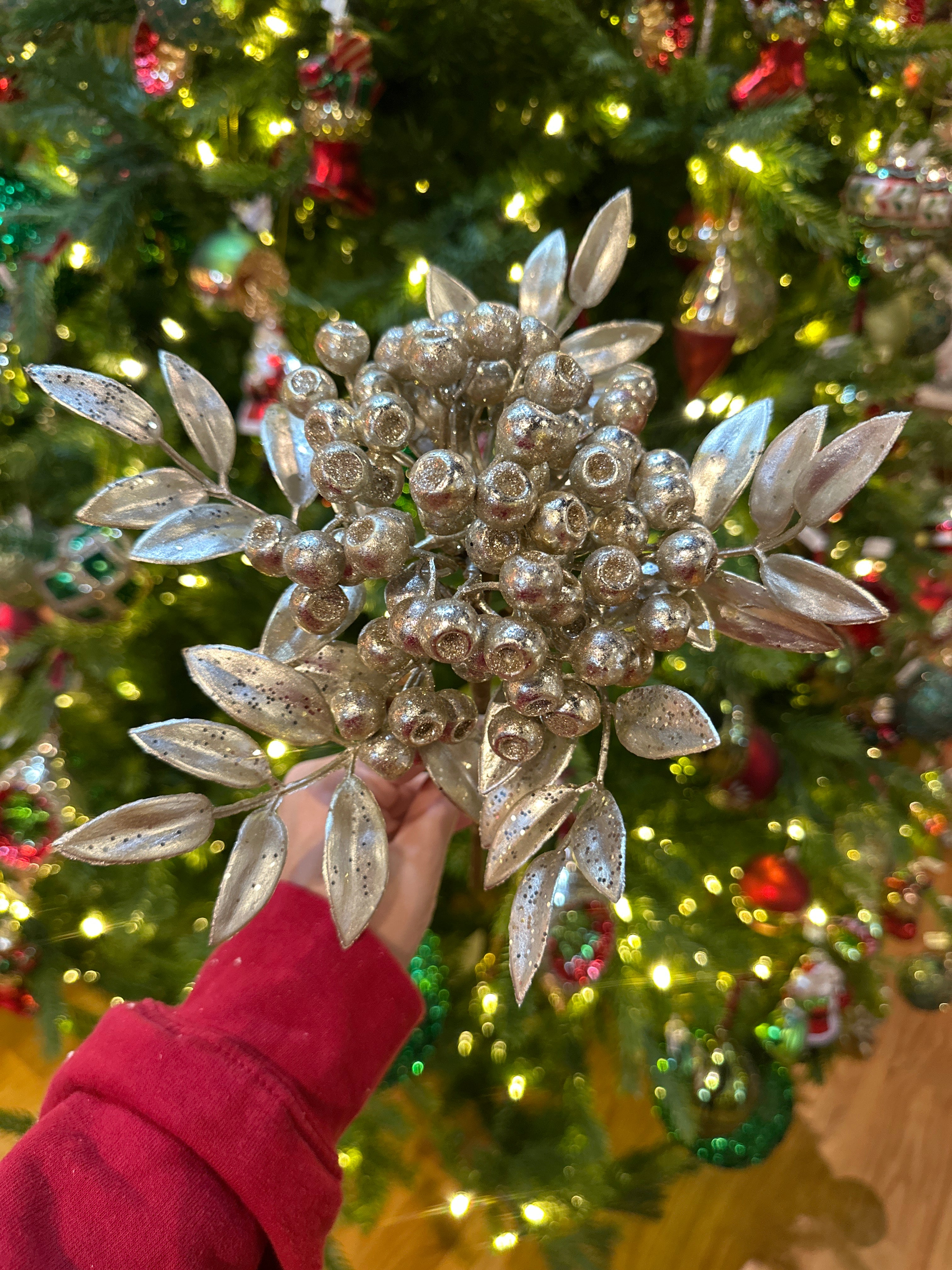 12" METALLIC GLITTER BERRY CLUSTER STEM